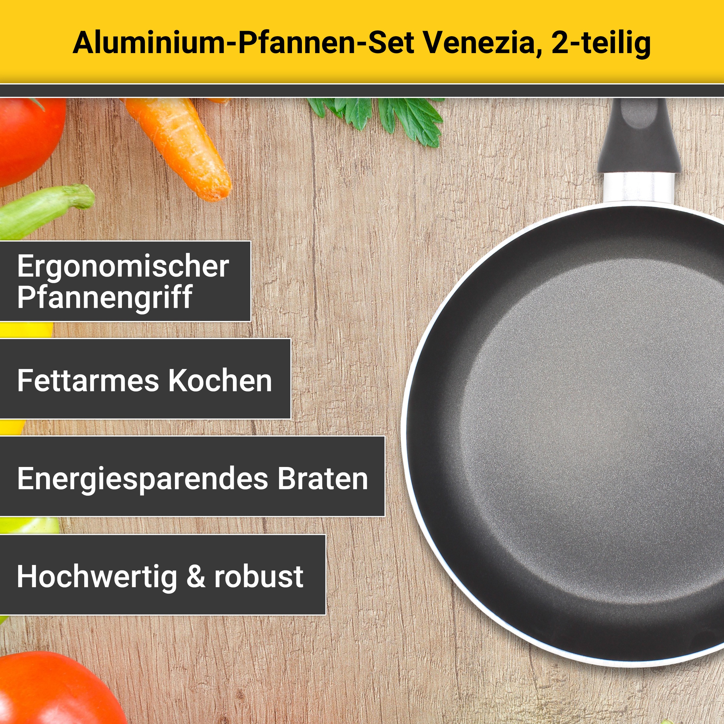 Pfannen-Set KRÜGER "Venezia", schwarz, Pfannen, Ø 24/28 cm, Induktion 3