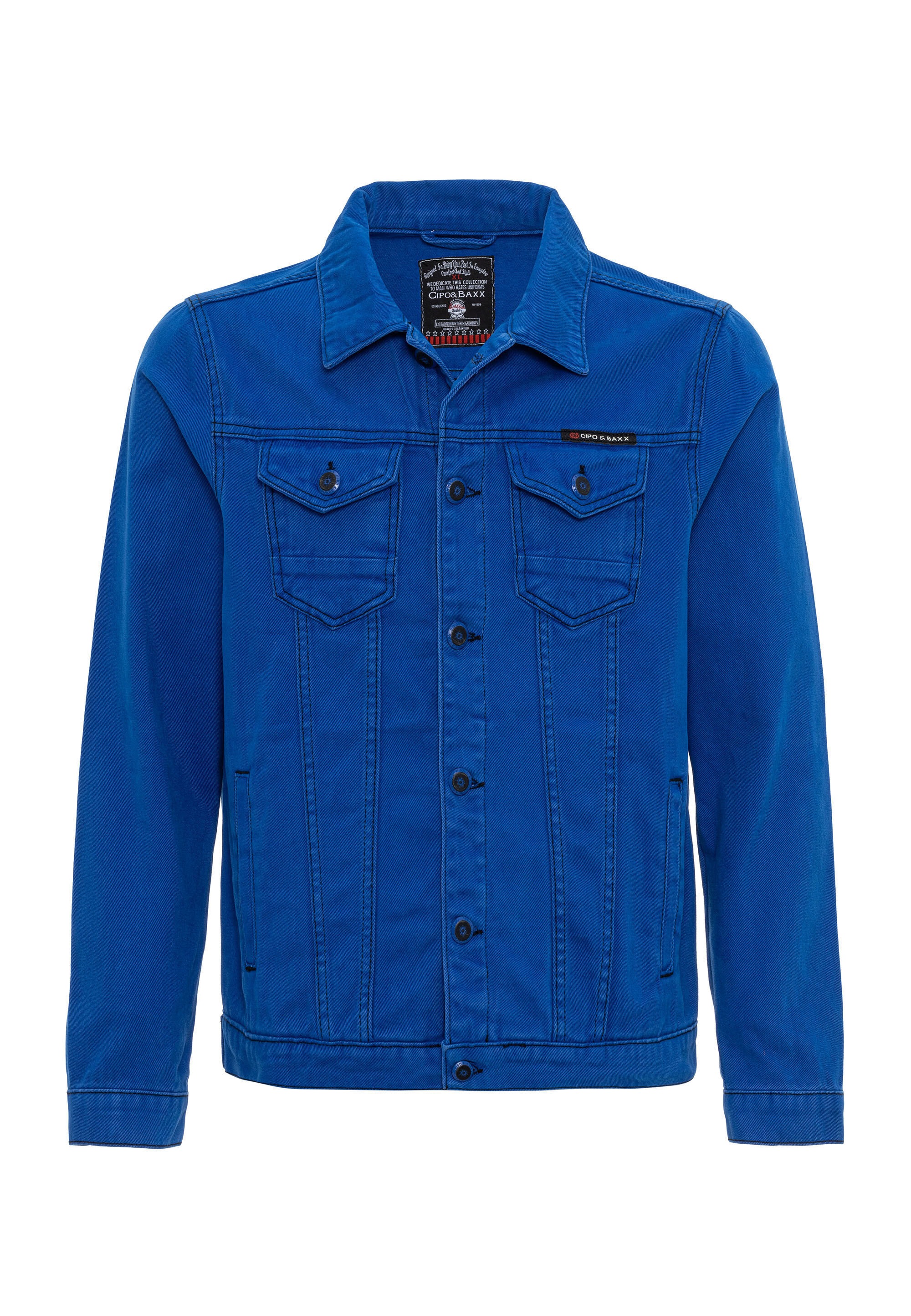 Cipo & Baxx Jeansjacke »CJ289« ohne Kapuze mit Knopfleiste