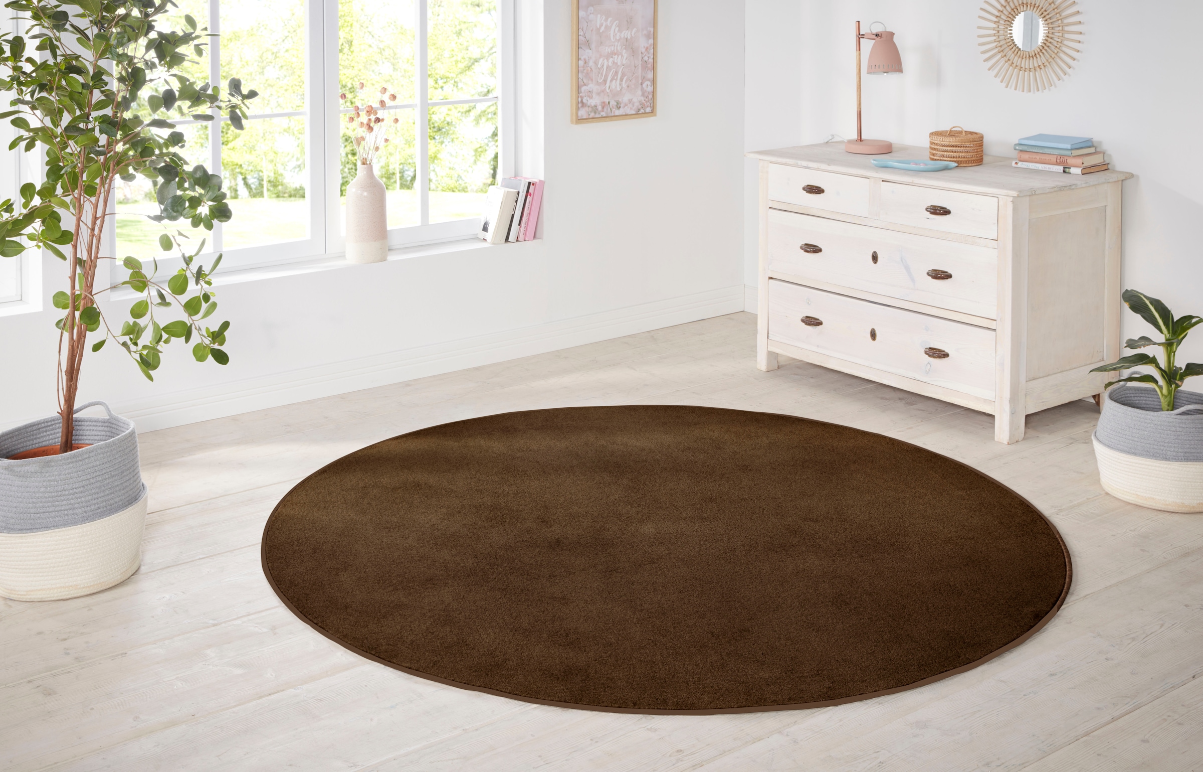 HANSE Home Teppich »Shashi«, rund, 8,5 mm Höhe, Kurzflor, Unifarben, Teppich, Weich, Esszimmer, Kinderzimmer, Flur