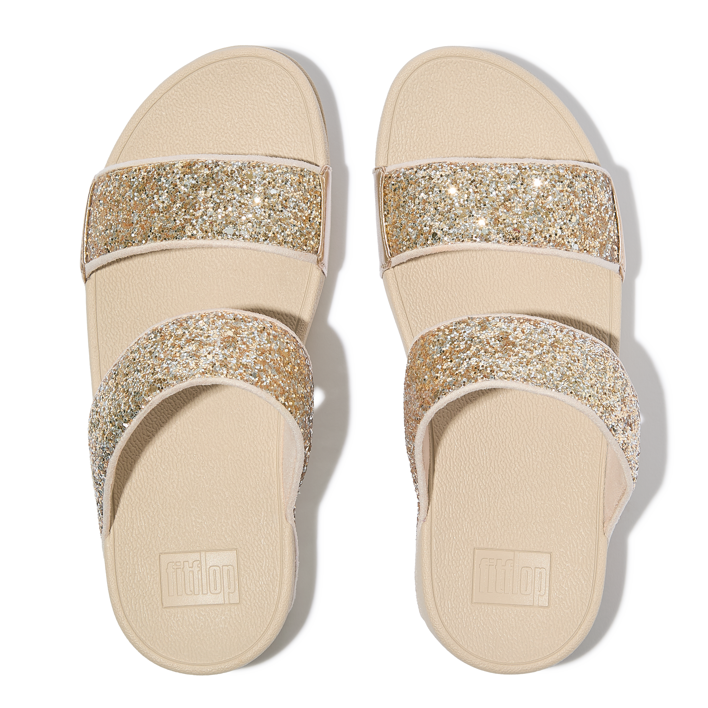 Fitflop Pantolette »LULU MULTI-TONAL GLITTER SLIDES«  Keilabsatz, Sommerschuh, Schlupfschuh mit Glitzer besetzt