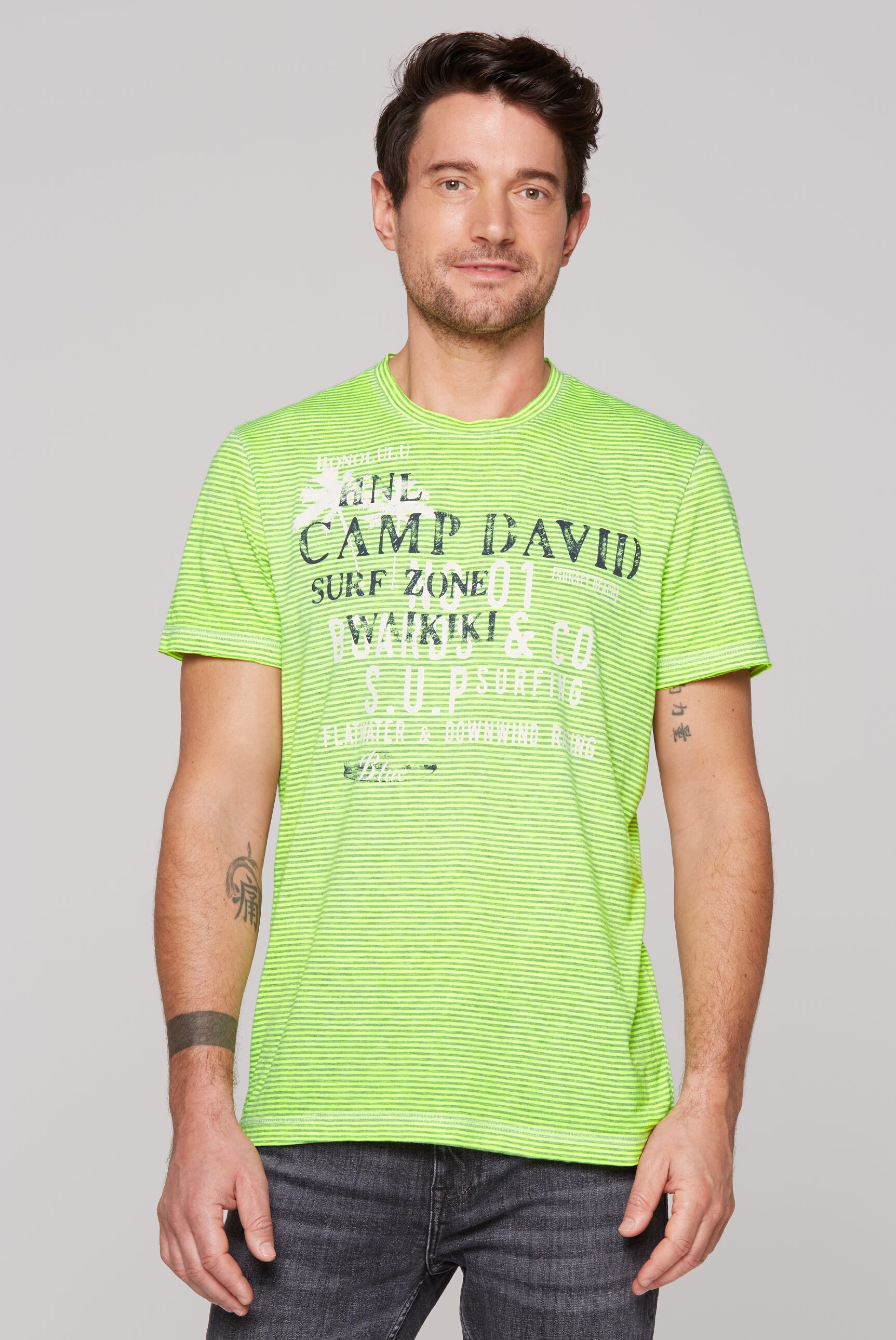 CAMP DAVID Rundhalsshirt, mit Ausbrenner-Effekten günstig online kaufen