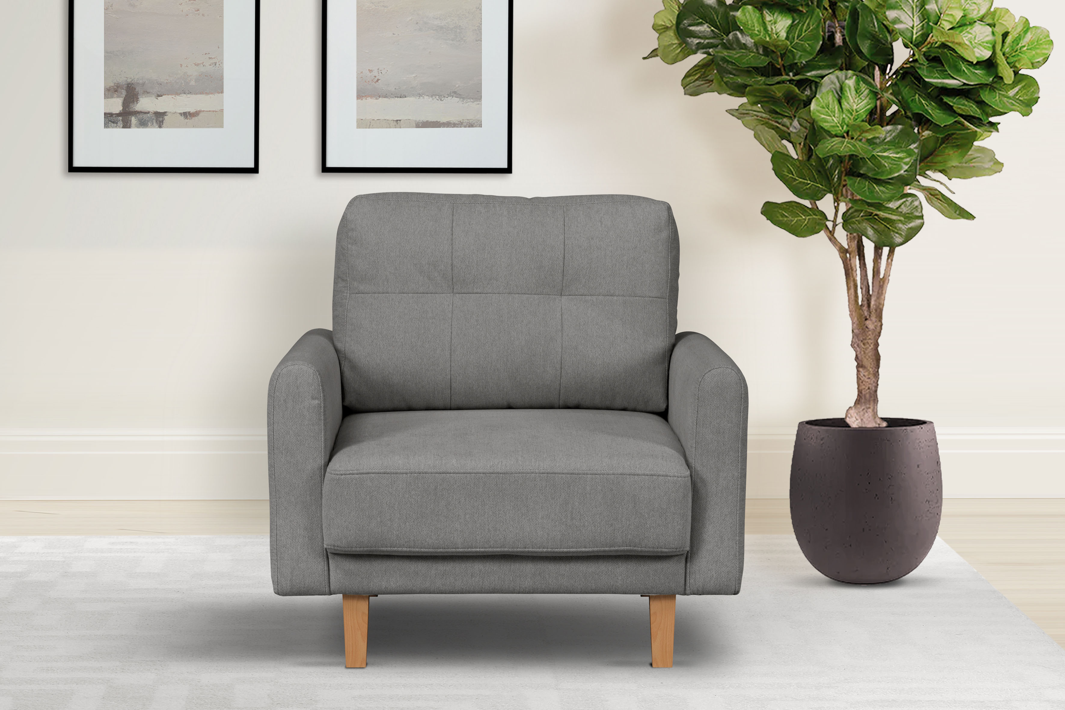OTTO home Sessel "TRIPLO Relaxsessel mit Wellenunterfederung, Maße B/T/H: 95/100/89 cm" Polstersessel mit Steppung im Rückenkissen, hohe Qualität