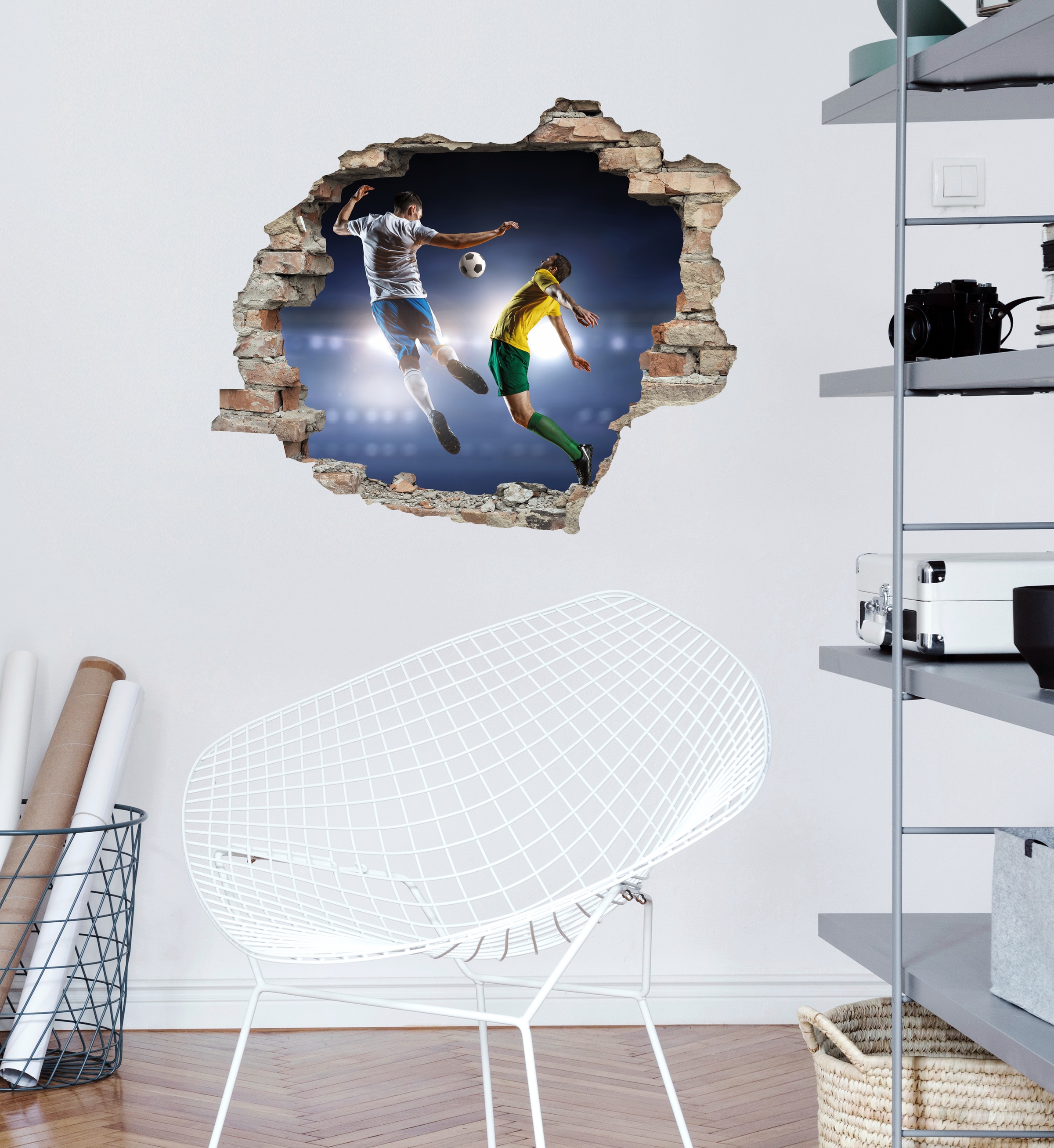 queence Wandtattoo »Fußball«, (1 St.), Wandsticker, Wandbild, selbstklebend, 3D, Wanddurchbruch