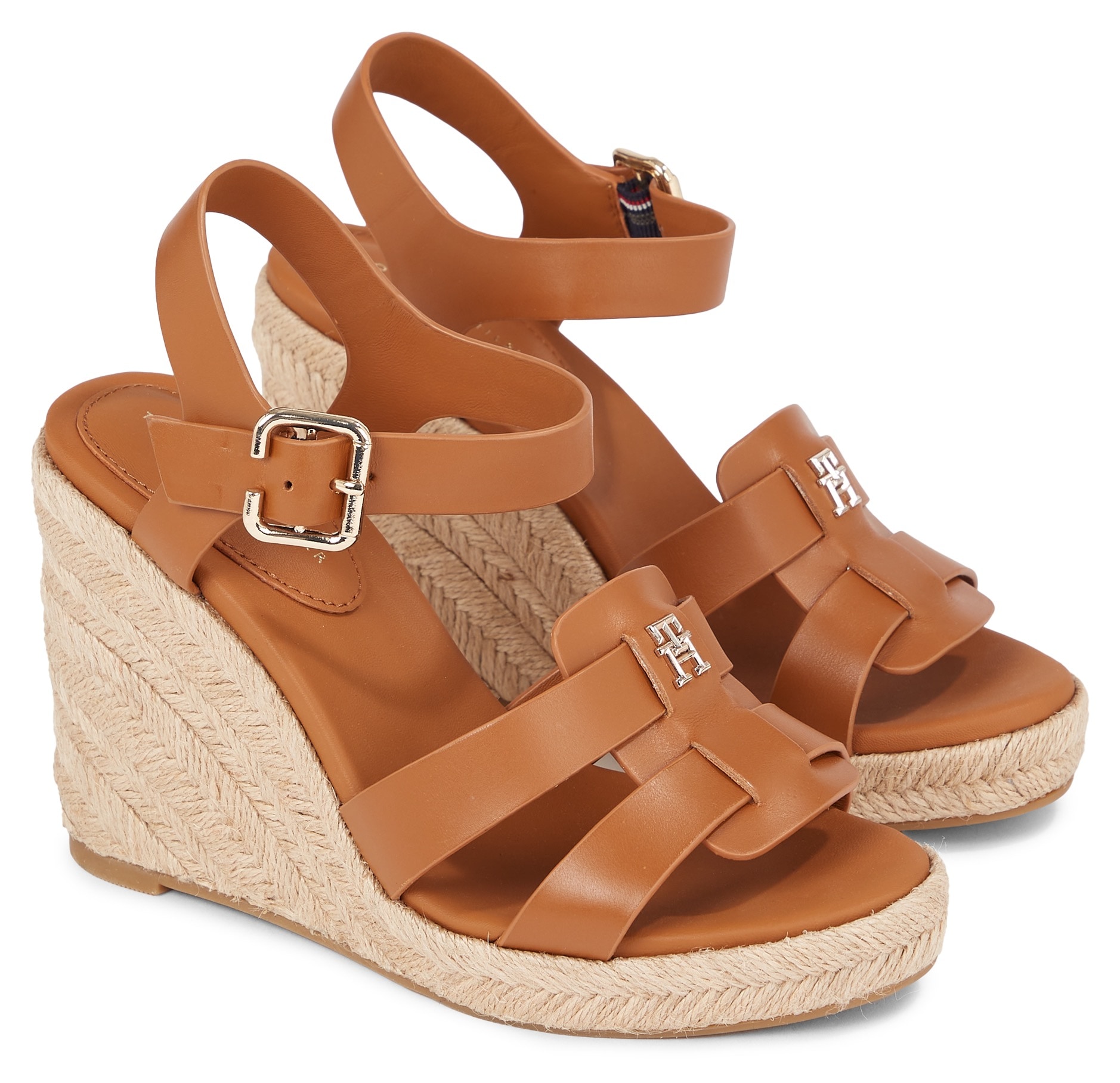 Tommy Hilfiger Keilsandalette »ESPADRILLE HIGH WEDGE LEATHER«, Sommerschuh, Sandale, Keilabsatz, mit verstellbarem Riemchen