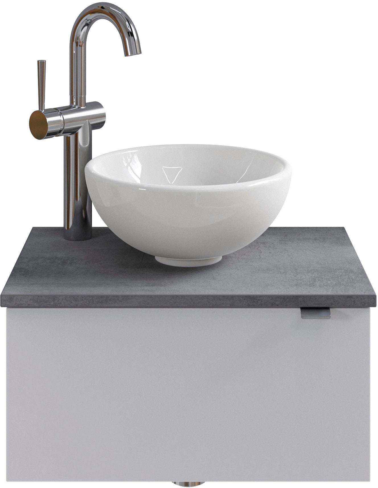 Saphir Waschtisch »Serie 6915 Waschschale mit Unterschrank für Gästebad, Gäste WC«, 51 cm breit, 1 Tür, Waschtischplatte, kleine Bäder, ohne Armatur