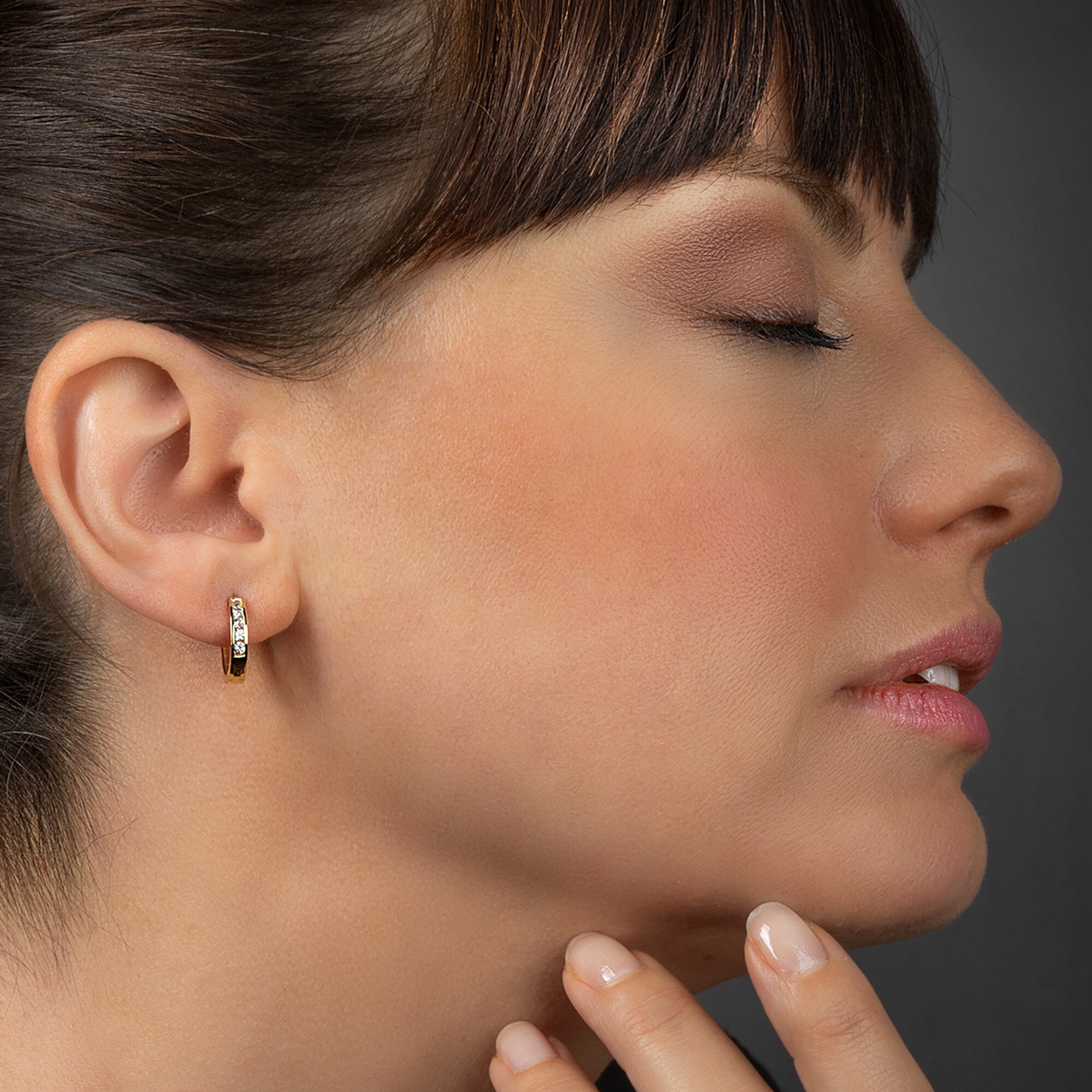 ONE ELEMENT Paar Creolen »Zirkonia Ohrringe Creolen aus 333 Gelbgold«, Damen Gold Schmuck