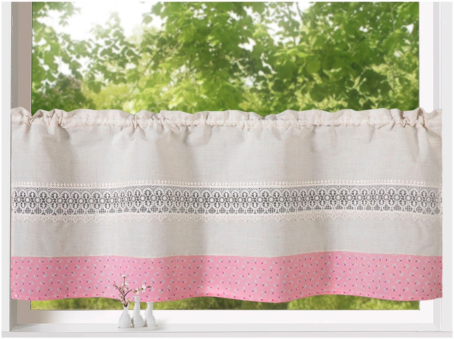 Weckbrodt "Alicia" Stangendurchzug 1 Stk. tlg. Stabtunnel, blickdicht, Bordüre, Kante, Gardine, HxB 45x120cm, Store
