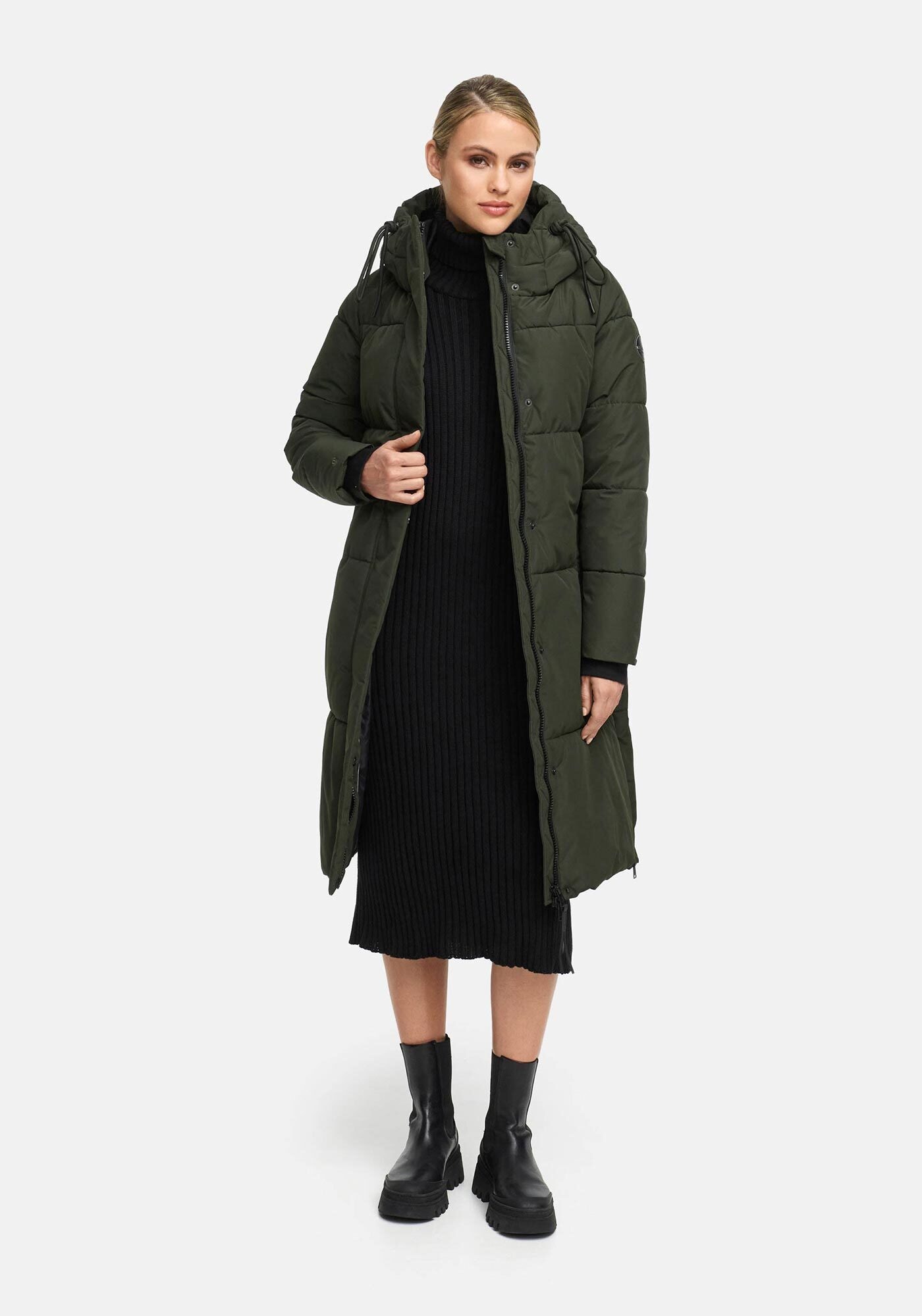 Marikoo Winterjacke "Michikoo" Extra langer Schnitt mit seitlichen Gehschlitzen