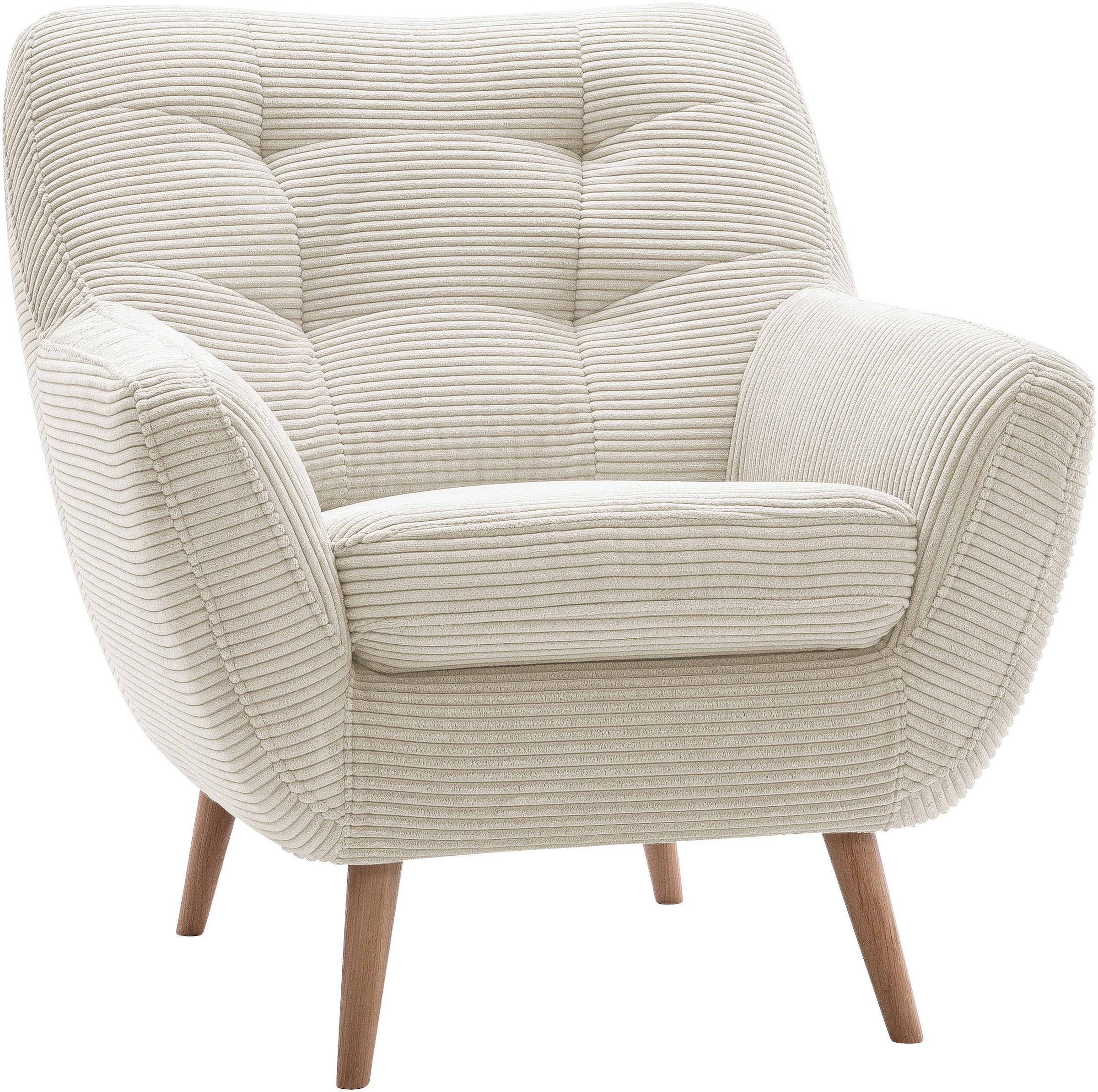 exxpo - sofa fashion Sessel »Scandi, Loungesessel mit tollem Sitzkomfort, hochwertige Polsterung«, bequem, hohe Holzfüße