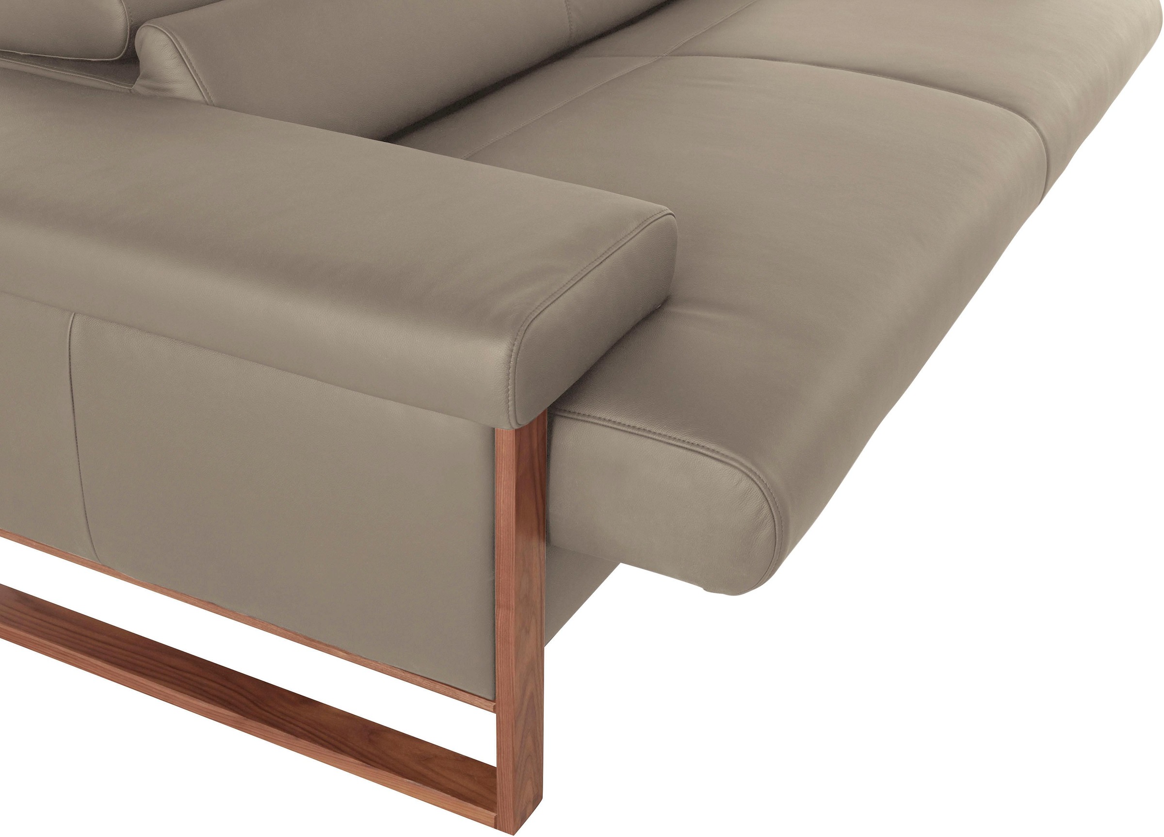 2,5-Sitzer W.SCHILLIG "finn", braun (stone z59), B:230cm H:71cm T:106cm, Flachgewebe S22 (100% Polyester);Stoff S37 (100% Polyester);Longlife Xtra-Leder Z59: Glattleder mit modischer Prägung. Hautstärke 0, 9 - 1, 1 mm, Sofas, German Design Award 2016, Fuß 2