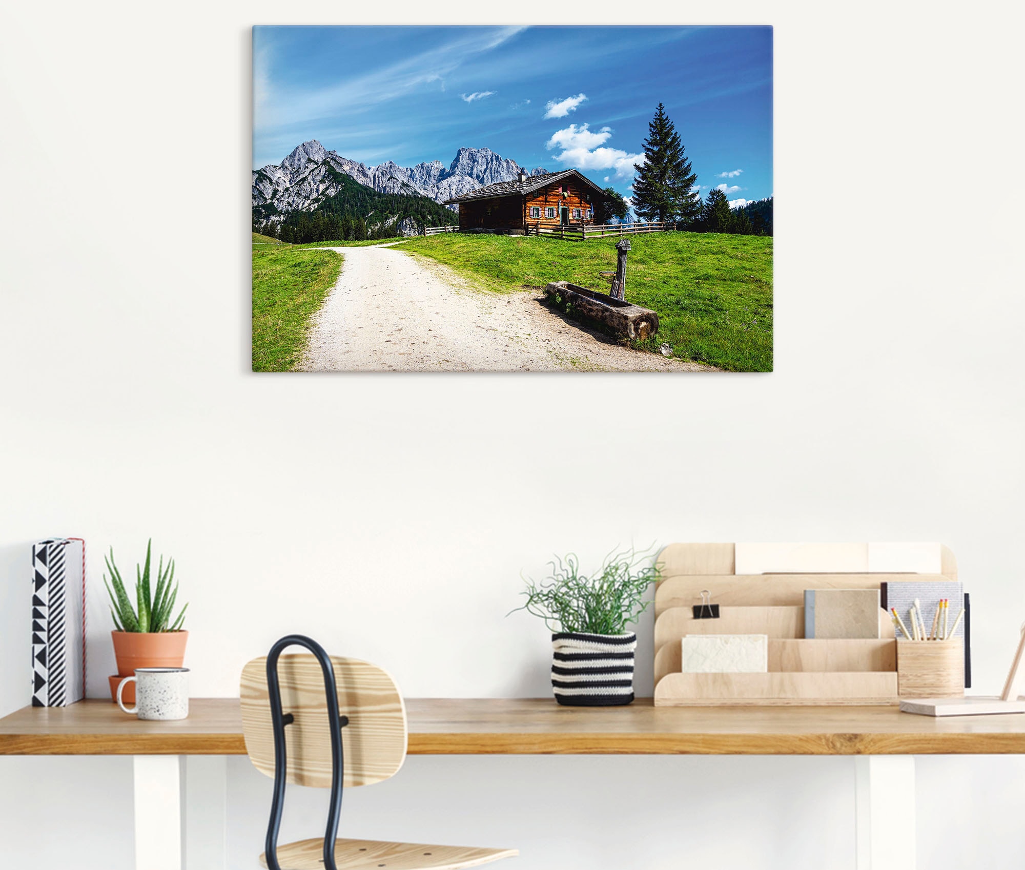 Artland Leinwandbild »Blick auf die Litzlalm mit Hütte«, Berge & Alpenbilder, (1 St.), auf Keilrahmen gespannt