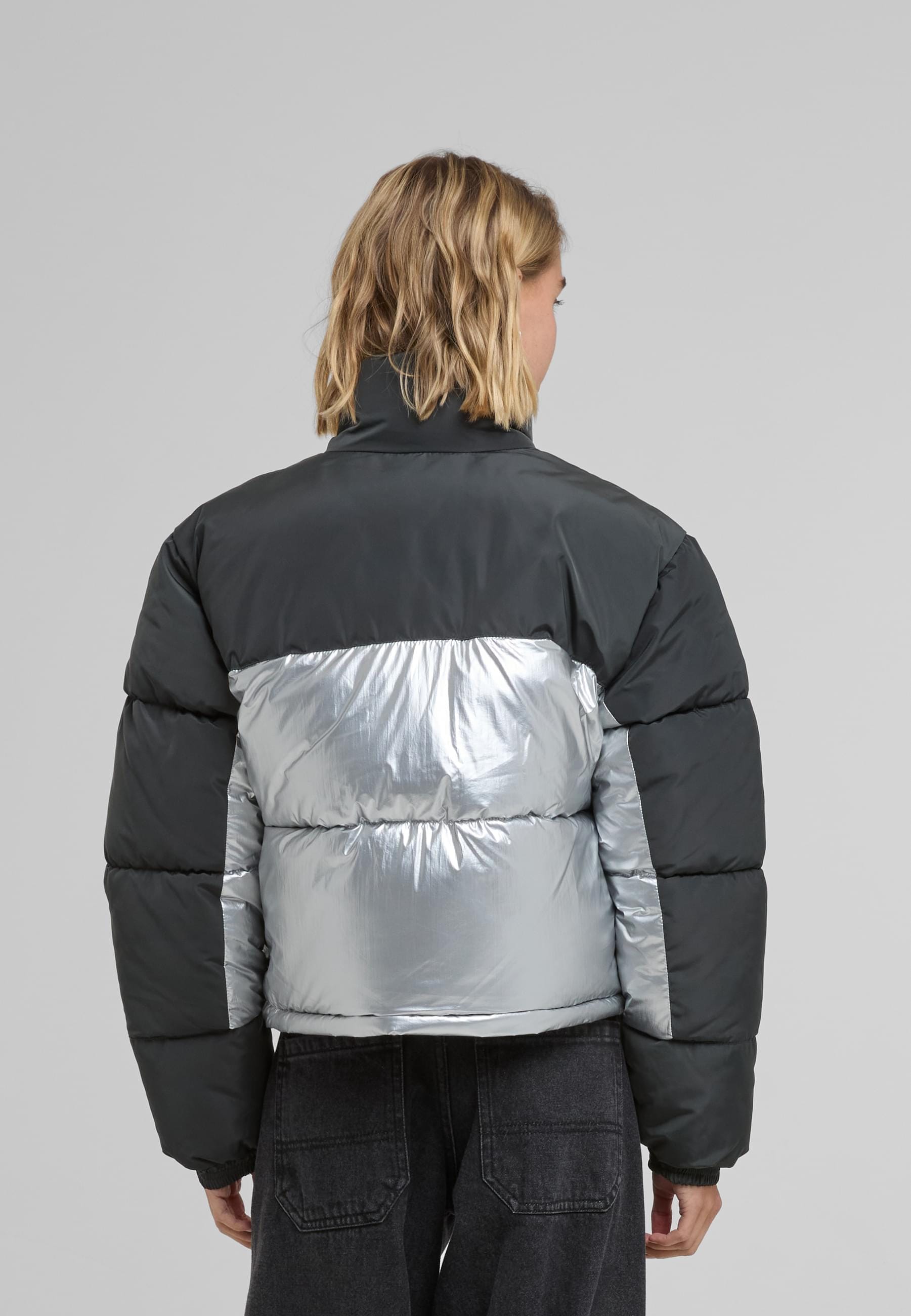 Karl Kani Winterjacke »Karl Kani KK Og Metallic Block Crop Puffer Jacket metallic«, (1 St.), ohne Kapuze