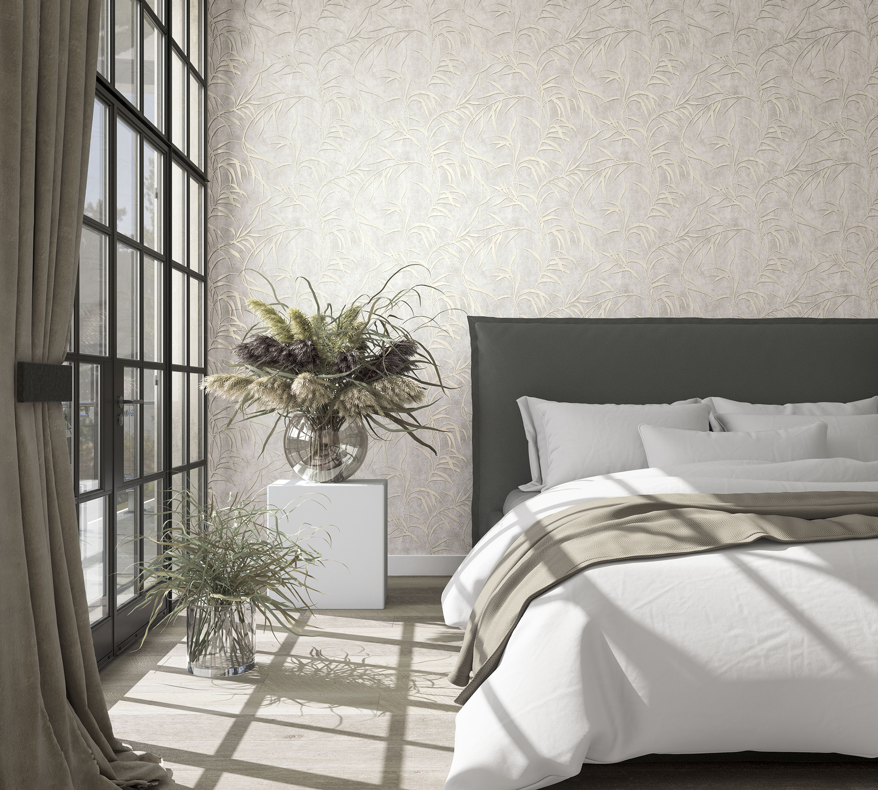 Marburg Vliestapete "Fern" glänzend strukturiert moderne Tapete für Wohnzimmer Schlafzimmer Küche