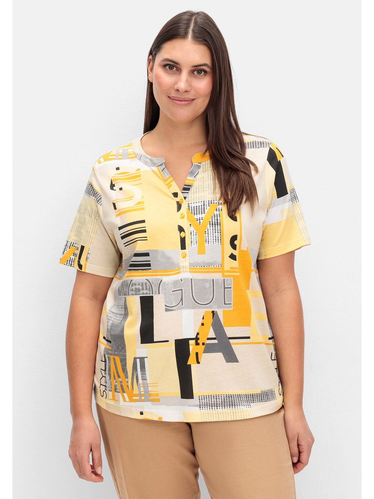 Sheego T-Shirt "Große Größen", mit Grafikprint und Knopfleiste günstig online kaufen