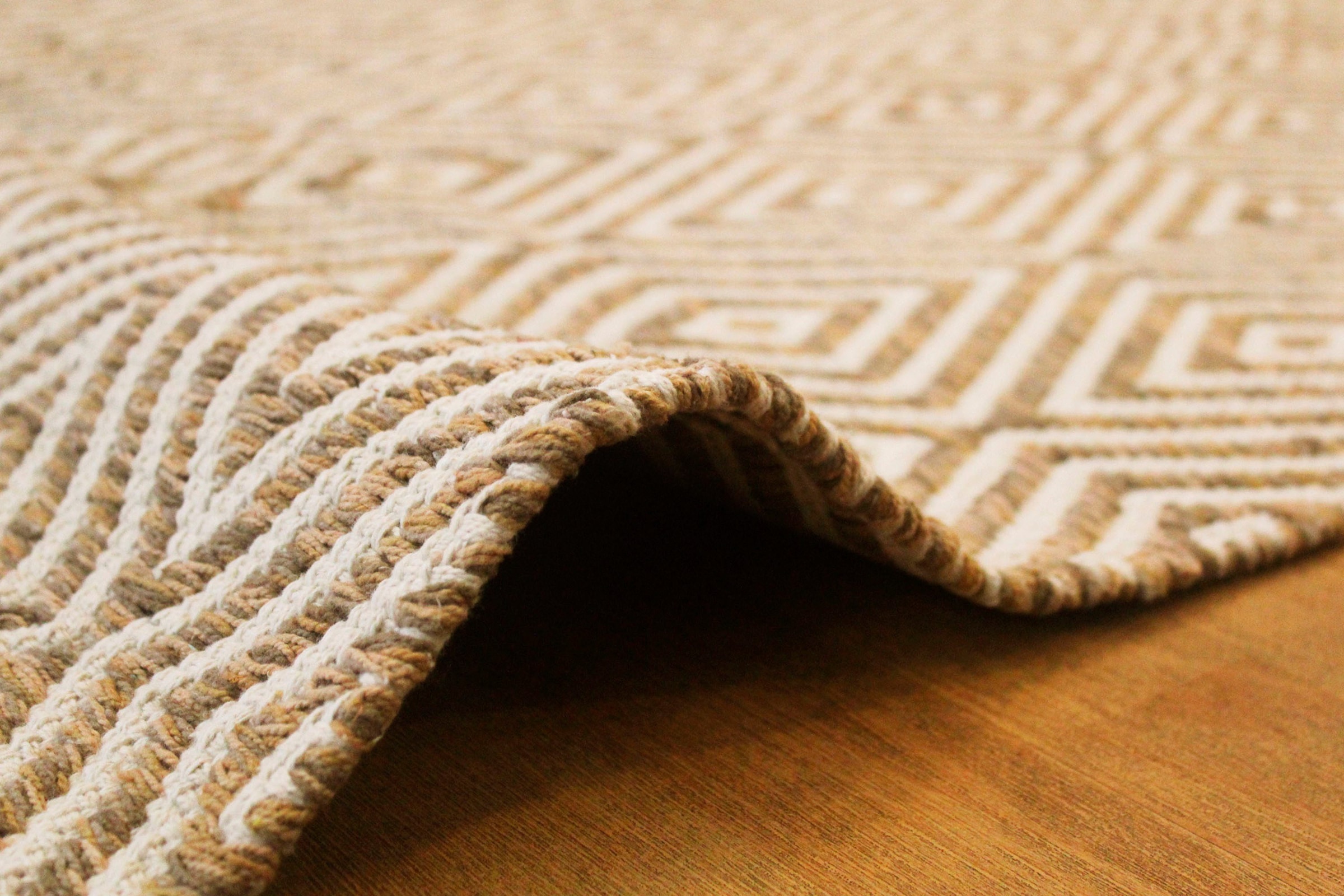 my home Teppich »Tiara«, rechteckig, mit Rauten-Muster, Teppich aus 100% Baumwolle
