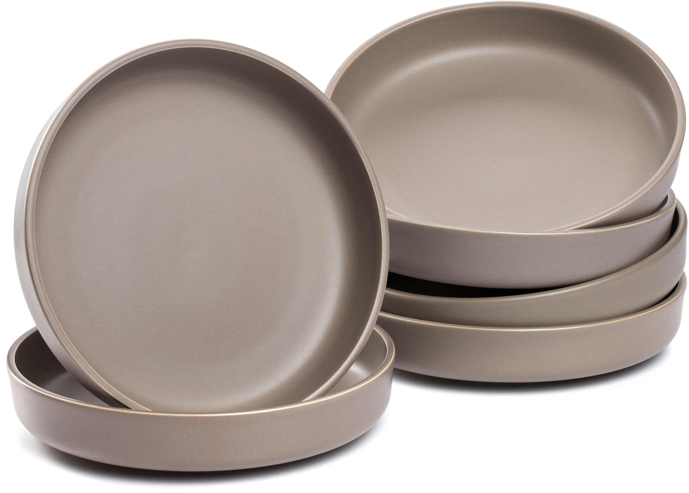 LEONARDO Teller-Set "Suppenteller ROMA, Keramikteller, ca. 20 cm, 6-teilig", 6 Stk., grau, Geschirr-Sets, Geschirr-Set, Service, spülmaschinengeeignet