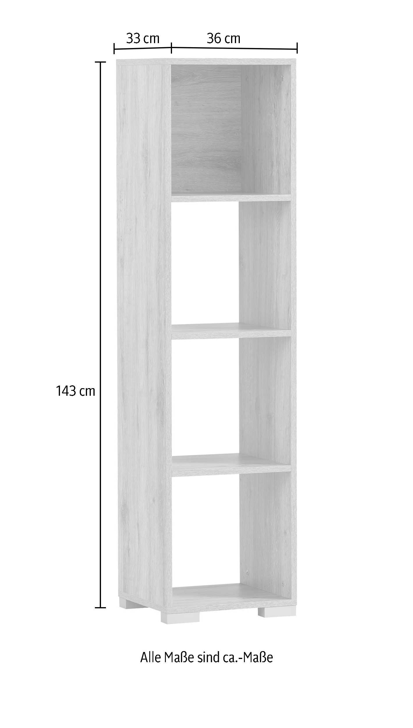 welltime Ablageregal »Baku«, Bücherregal, 36x142 cm, praktische offene Fächer, Made in Germany