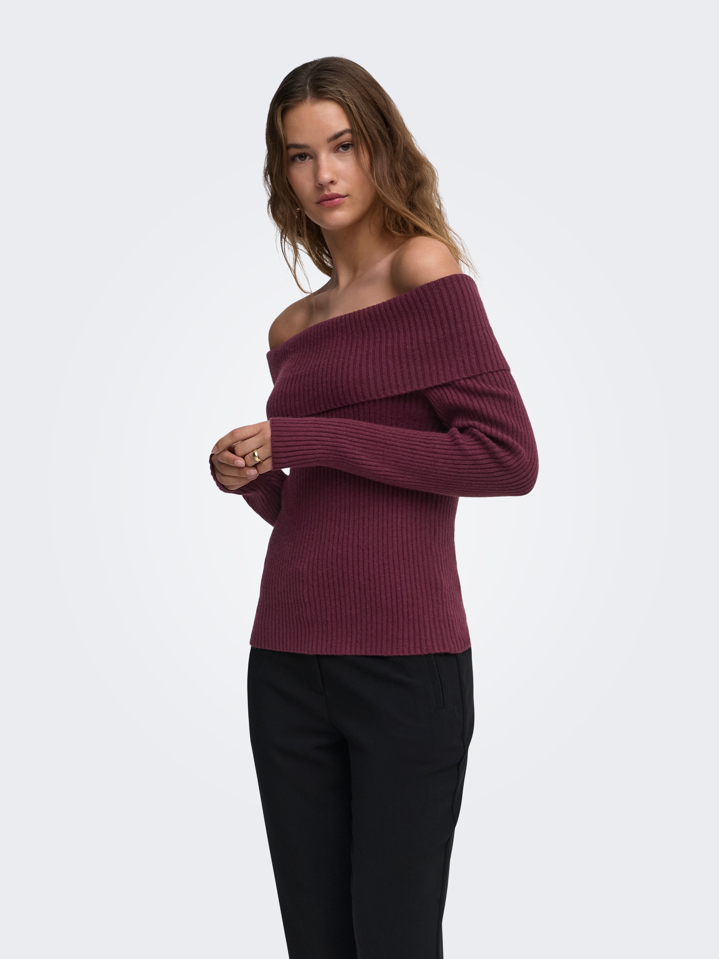 ONLY "ONLKATIA LIFE LS OFF SHOULDER KNT NOOS" Viskosemischung, regular fit