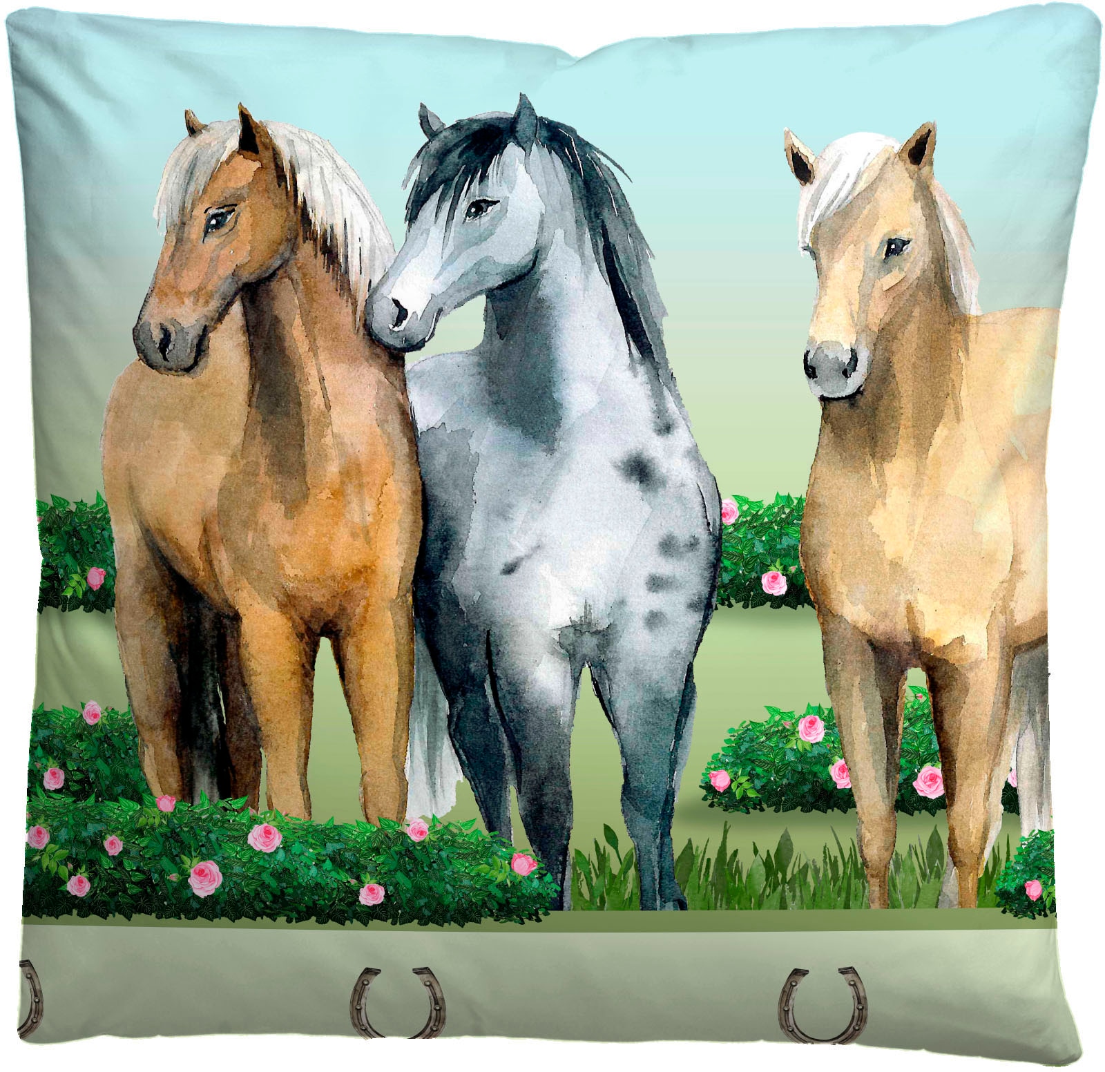 Biberna Kinderbettwäsche »Pferde«, 135/200+80/80 cm, atmungsaktiv, 100% Baumwolle, Reißverschluss