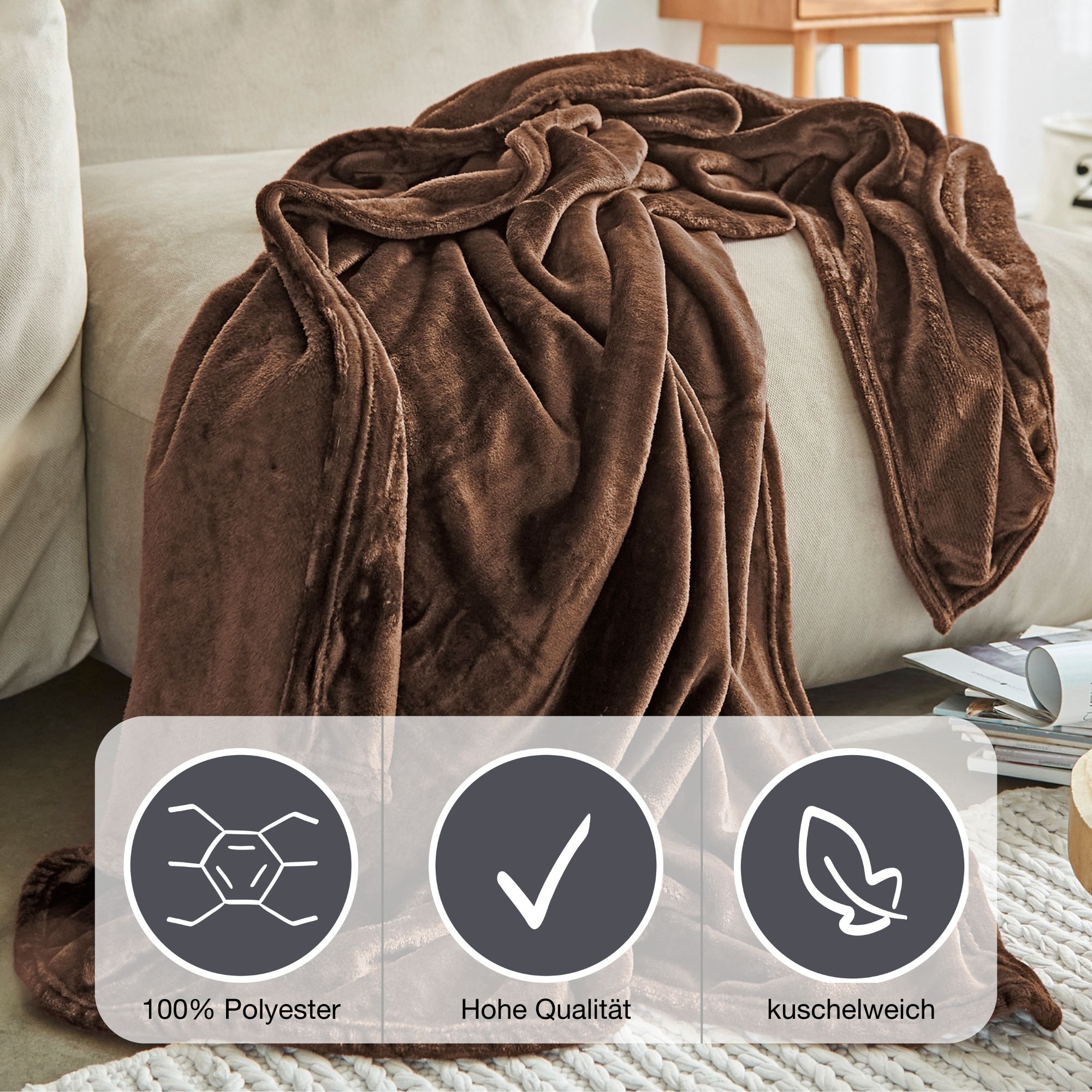 IBENA Wohndecke "Uni Fleecedecke Olbia" einfarbig schick, Kuscheldecke günstig online kaufen