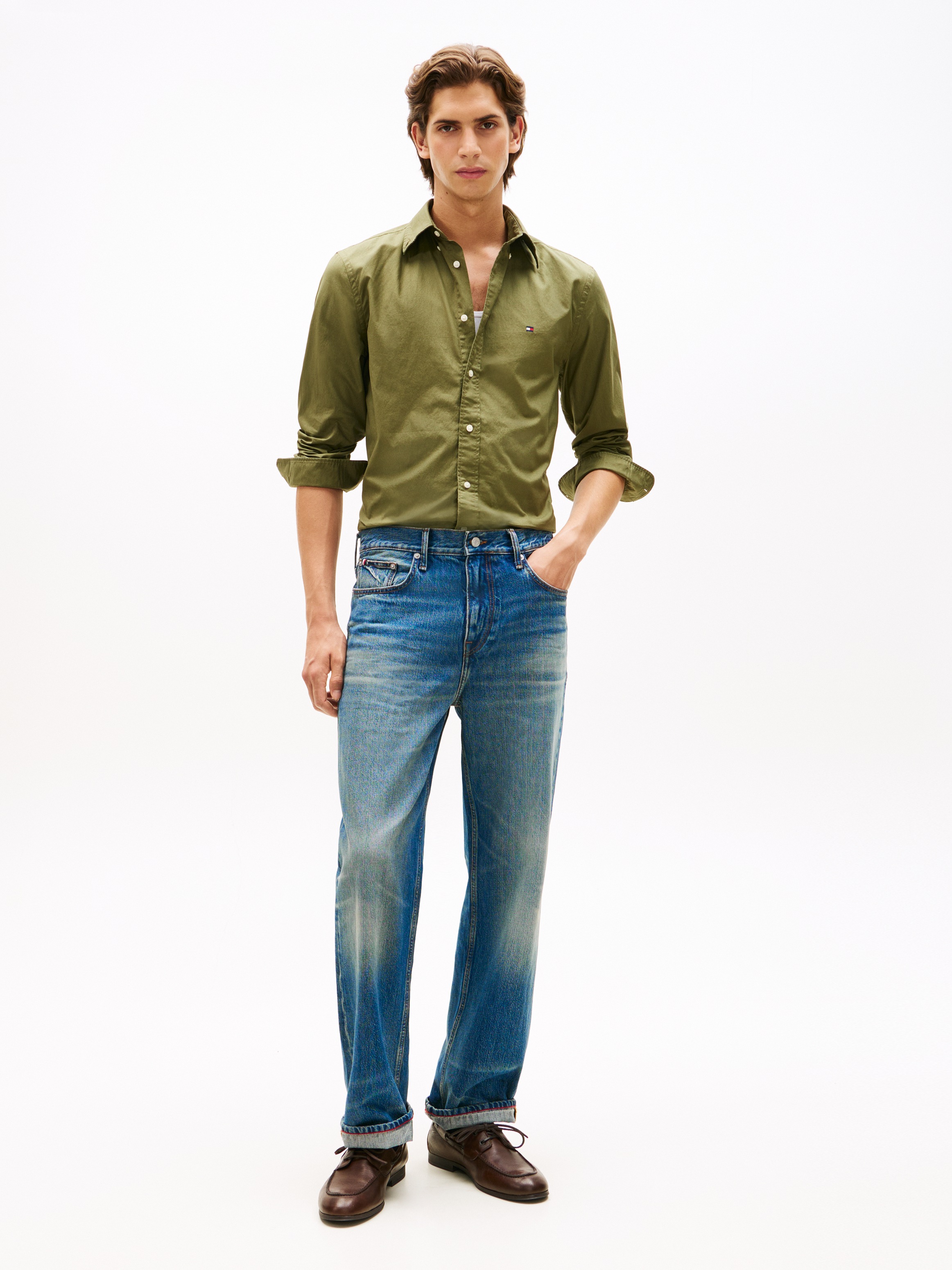 Thumbnail - Tommy Hilfiger Businesshemd "FLEX POPLIN SOLID" unifarben, klassisch, regular fit, Baumwolle, Button-down-Kragen