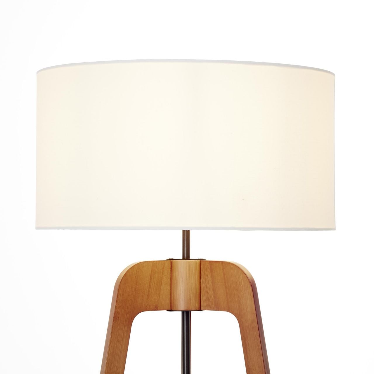 Brilliant Stehlampe »Nola«, 1 flammig-flammig, 148 cm Höhe, Ø 66 cm, 1 x E27,  Bambus/Textil, holz dunkel/weiß | BAUR