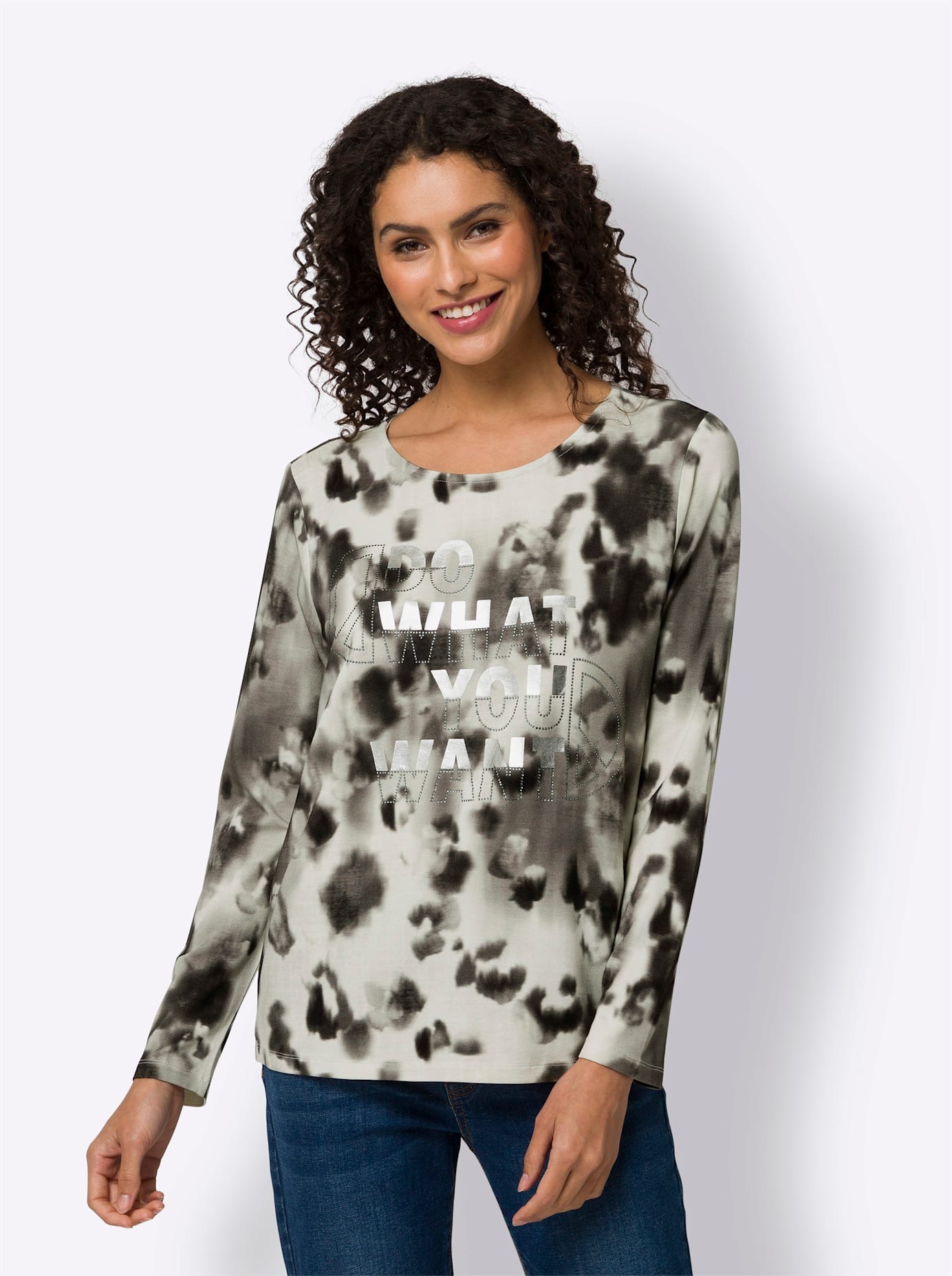 heine Langarmshirt "Druck-Shirt", 1 Stk. günstig online kaufen