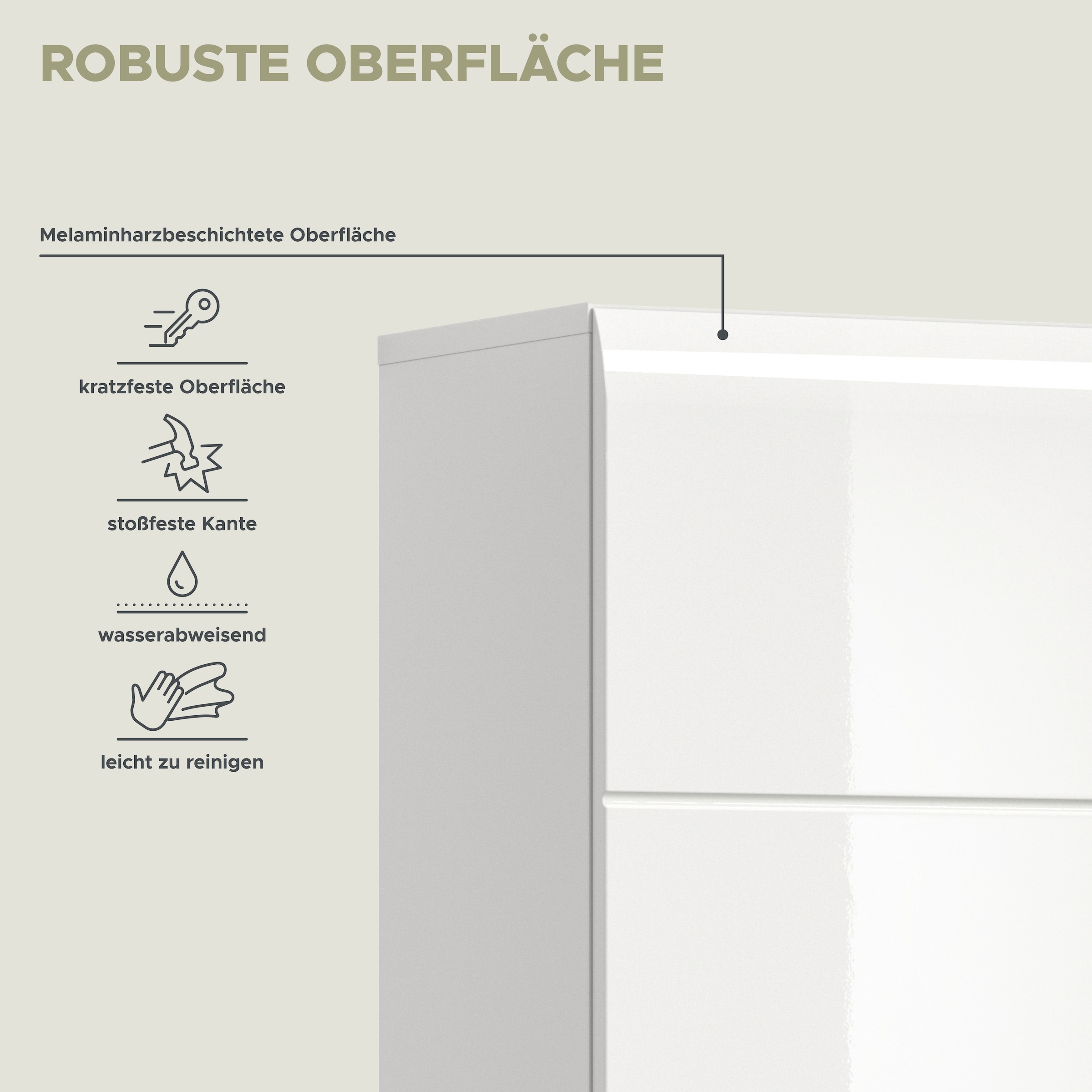INOSIGN Stauraumschrank, (1 St.), Florenz, Hochschrank, Weiß Hochglanz Tiefzieh, 185 cm hoch, Bad