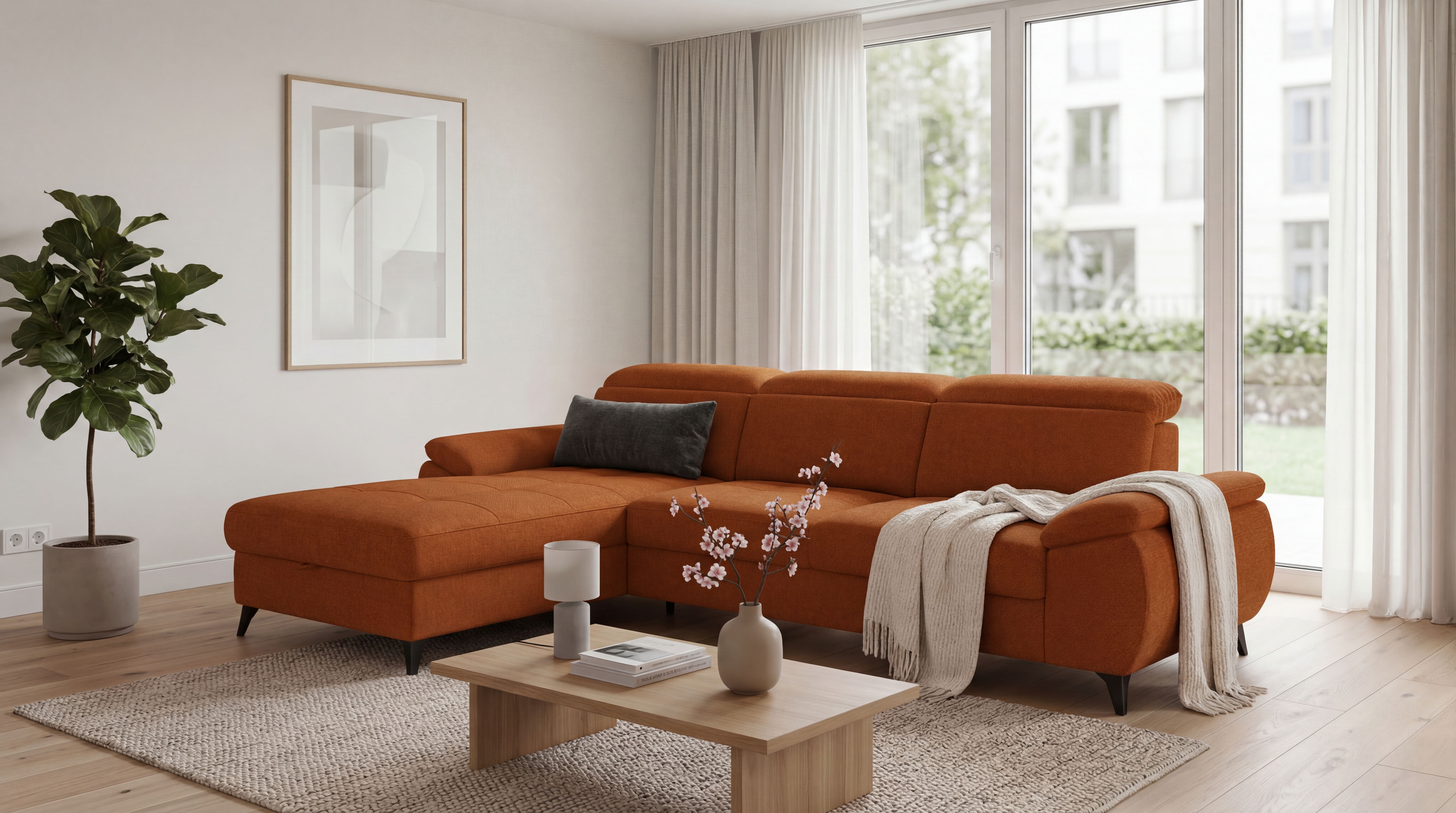 exxpo - sofa fashion Ecksofa "TAOS bequem, komfortabel durch Kopfteilverstellung, Breite 281cm" inkl. Bettfunktion und Bettkasten,toller Sitzkomfort, Steppung im Sitz