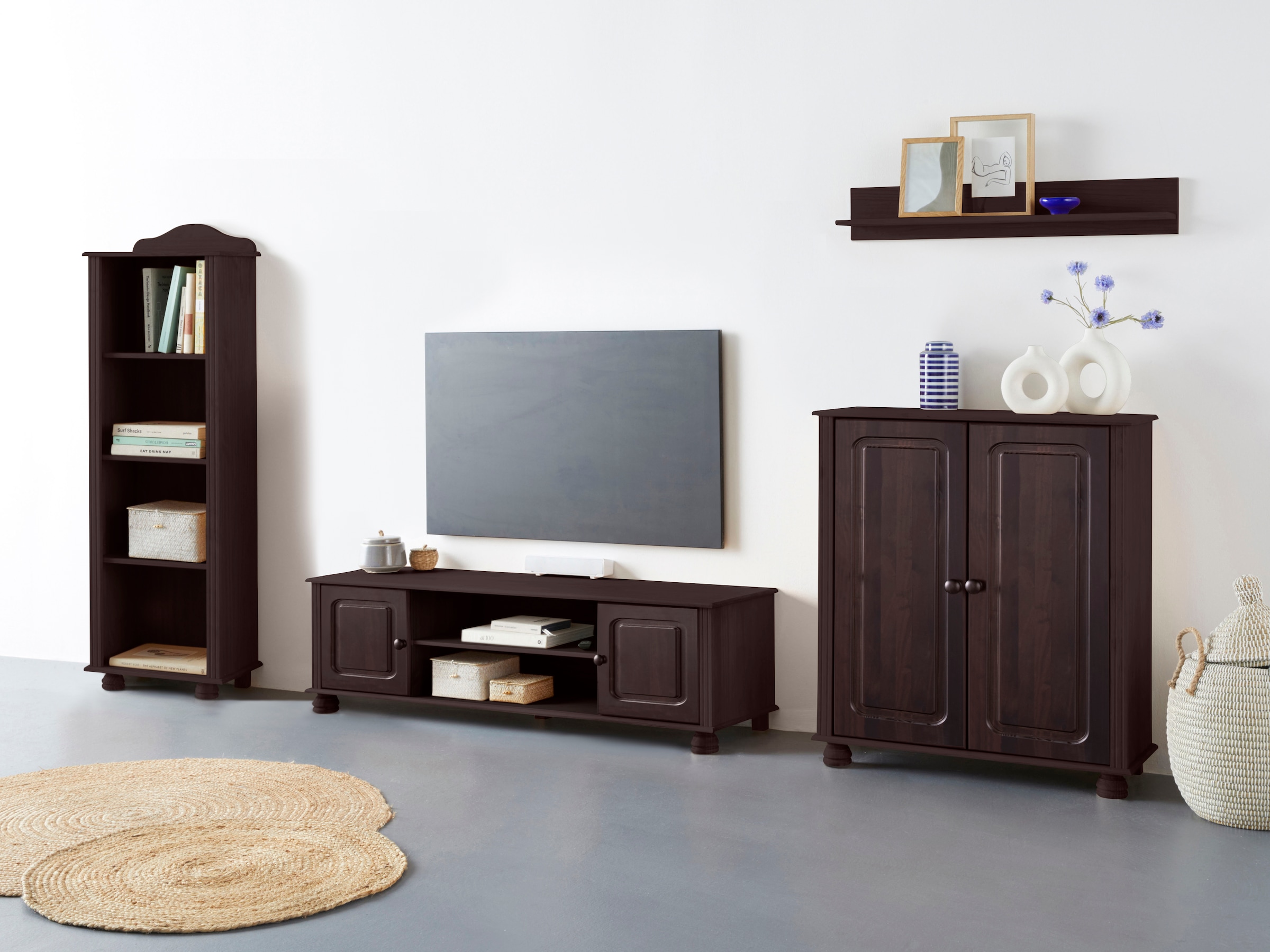 Home affaire Wohnwand "Mette" 3 Stk. tlg. 1 Midischrank, 1 Bücherregal und günstig online kaufen