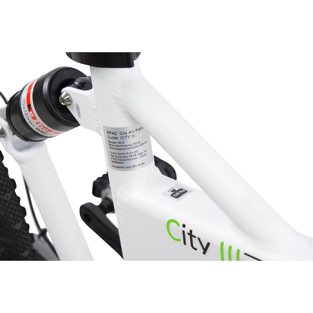 LLobe E-Bike »City III weiß«, 7 Gang, Shimano, Heckmotor 250 W