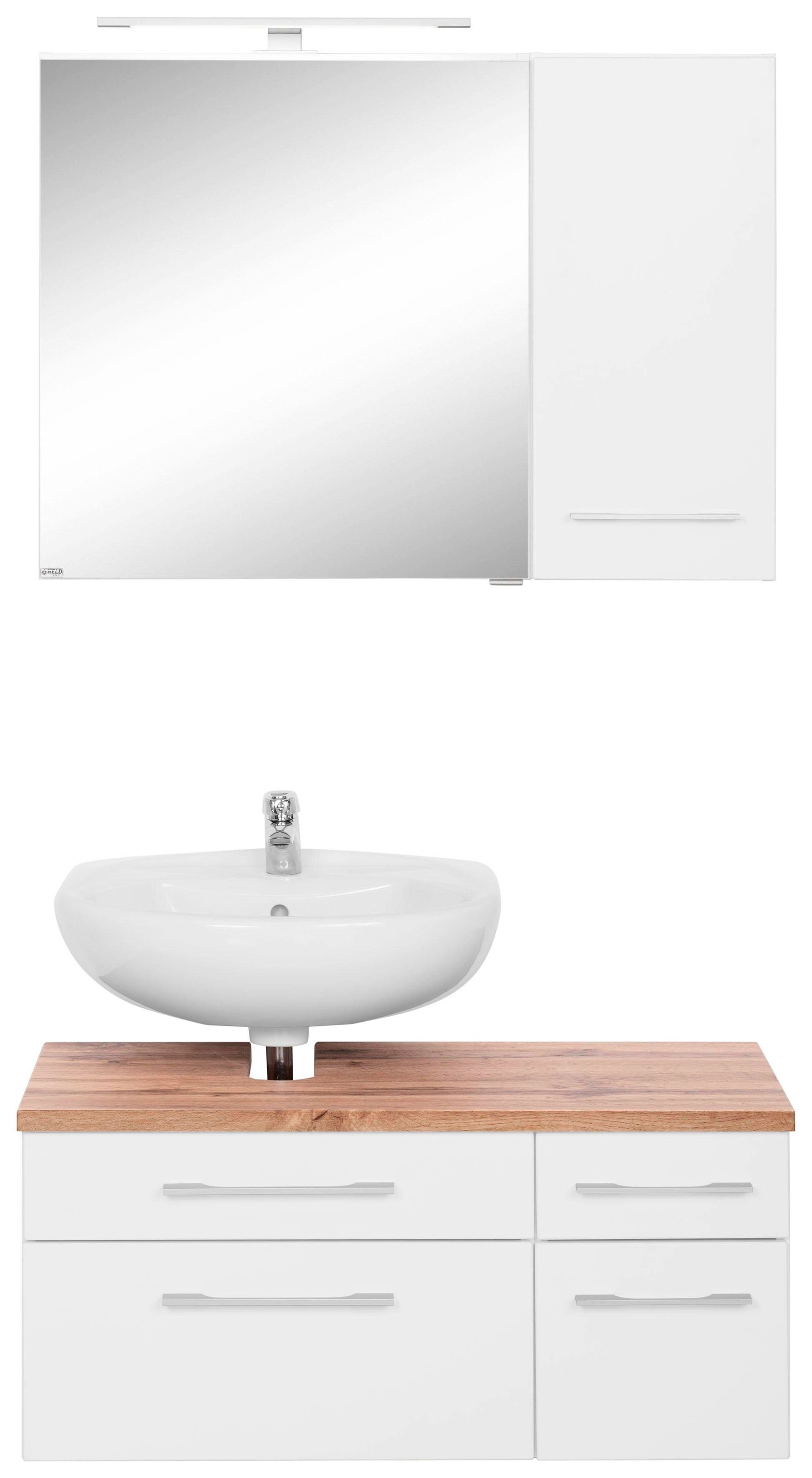 welltime Badmöbel-Set "Davos" 3 Stk. tlg. mit LED-Beleuchtung, Hängeschrank günstig online kaufen