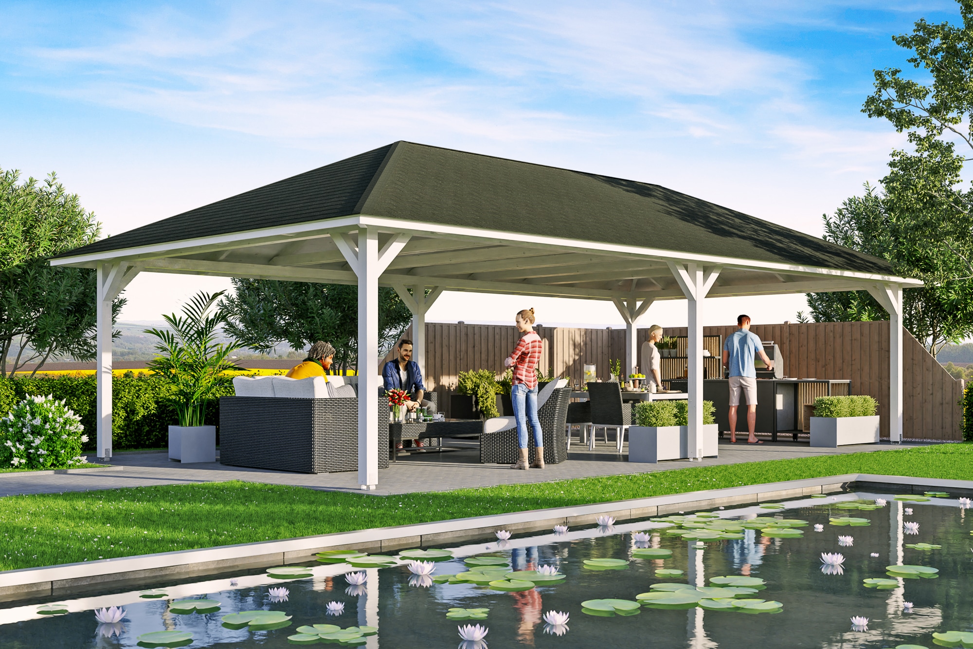 Skanholz Holzpavillon »Orleans 4«, Leimholz, 489 x 966 cm