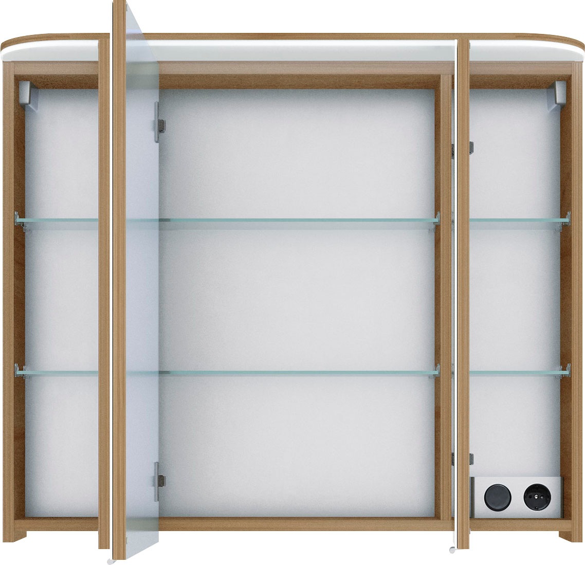 Saphir Spiegelschrank »Balto Sprint Badschrank mit LED-Lichtkranz, 85,2 cm breit, 3 Türen«, Schalter-/ Steckdosenkombination, inkl. Türdämpfer, 693LM, 12V LED