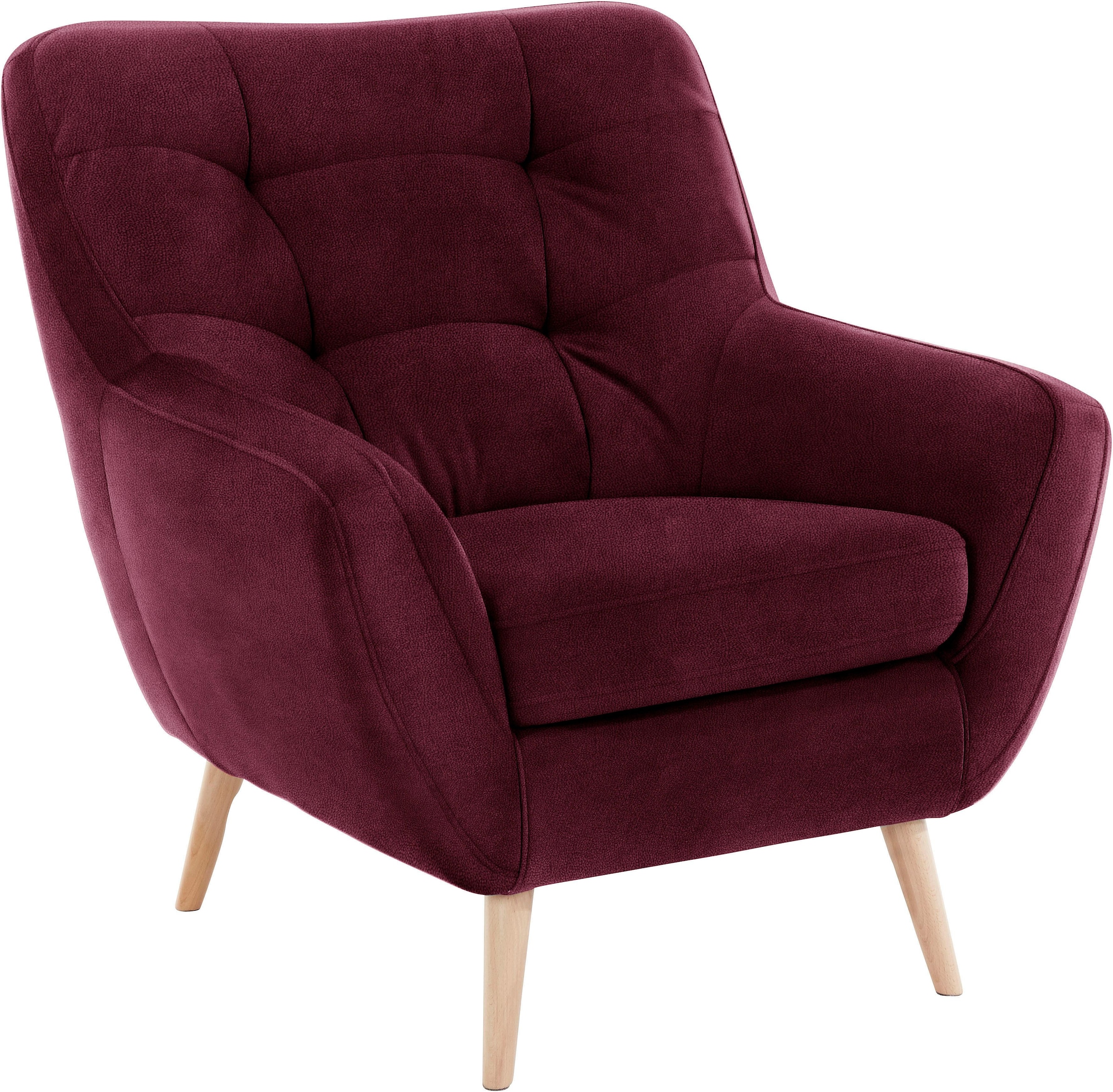 exxpo - sofa fashion Sessel »Scandi, Loungesessel mit tollem Sitzkomfort, hochwertige Polsterung«, bequem, hohe Holzfüße