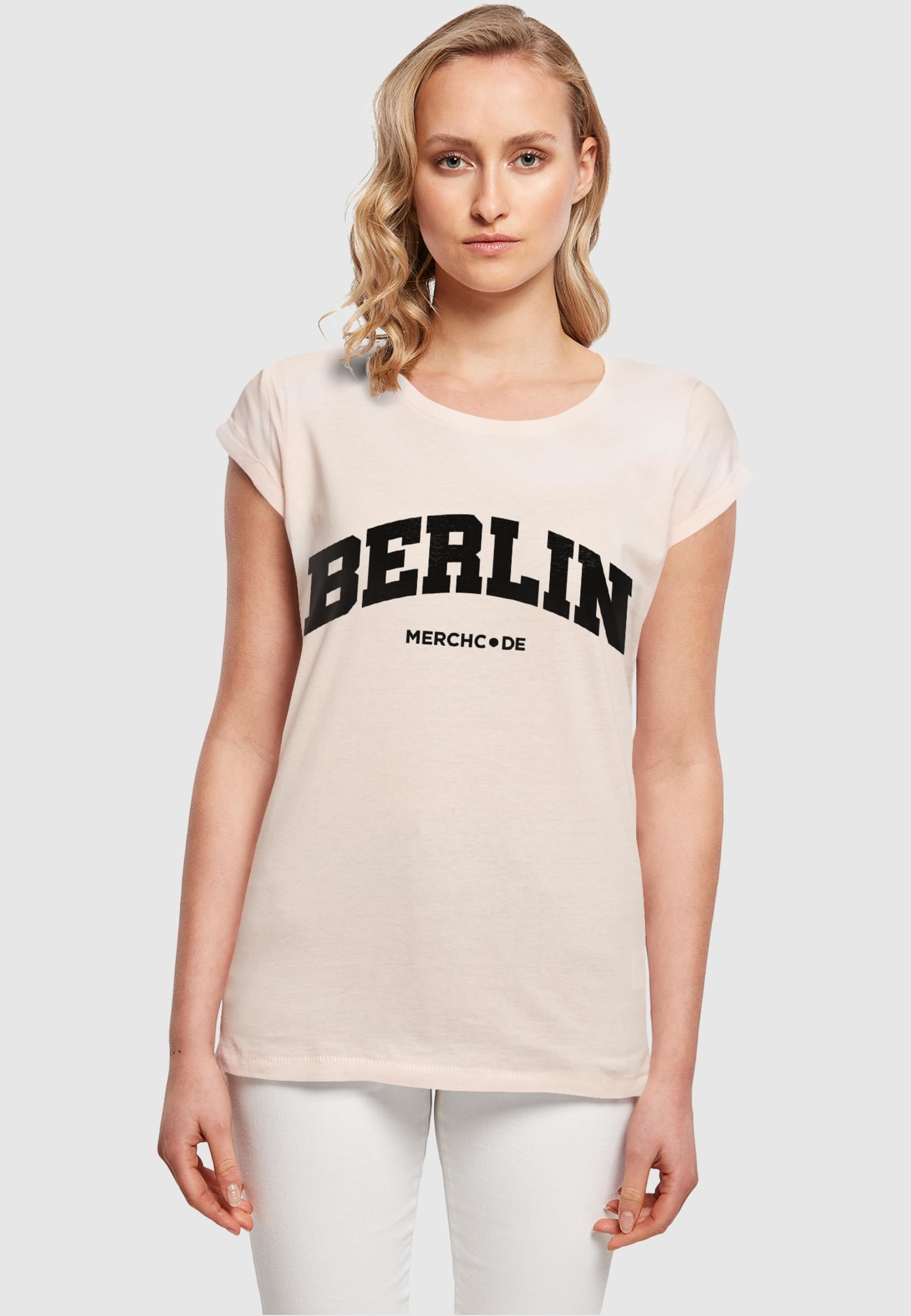 Merchcode T-Shirt »Merchcode Damen Ladies Berlin Wording - T-Shirt«, (1 tlg.)