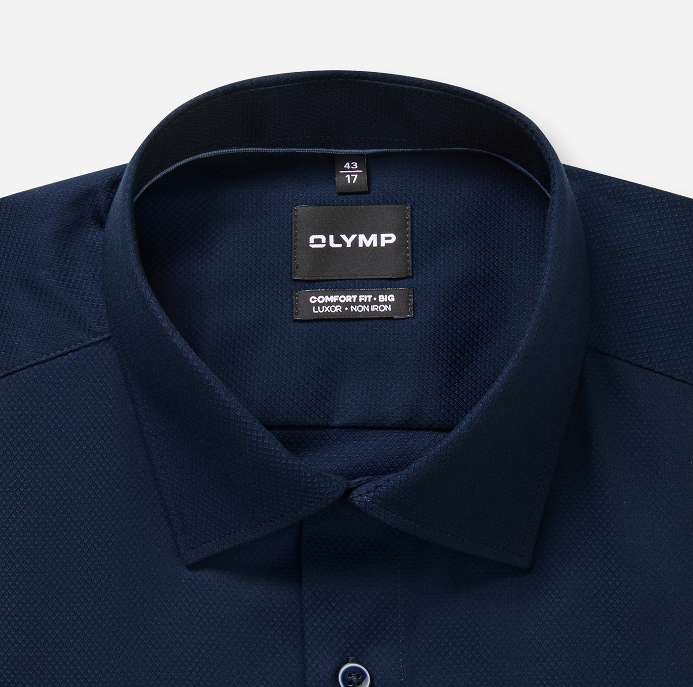 Langarmhemd OLYMP "Luxor Big & Tall", Herren, Gr. 51, N-Gr, nachtblau, Obermaterial: 100% Baumwolle, comfort fit, 2-Knopf-Manschette, Hemden, Businesshemd, Große Größen, comfort fit, New-Kentkragen, bügelfrei 2