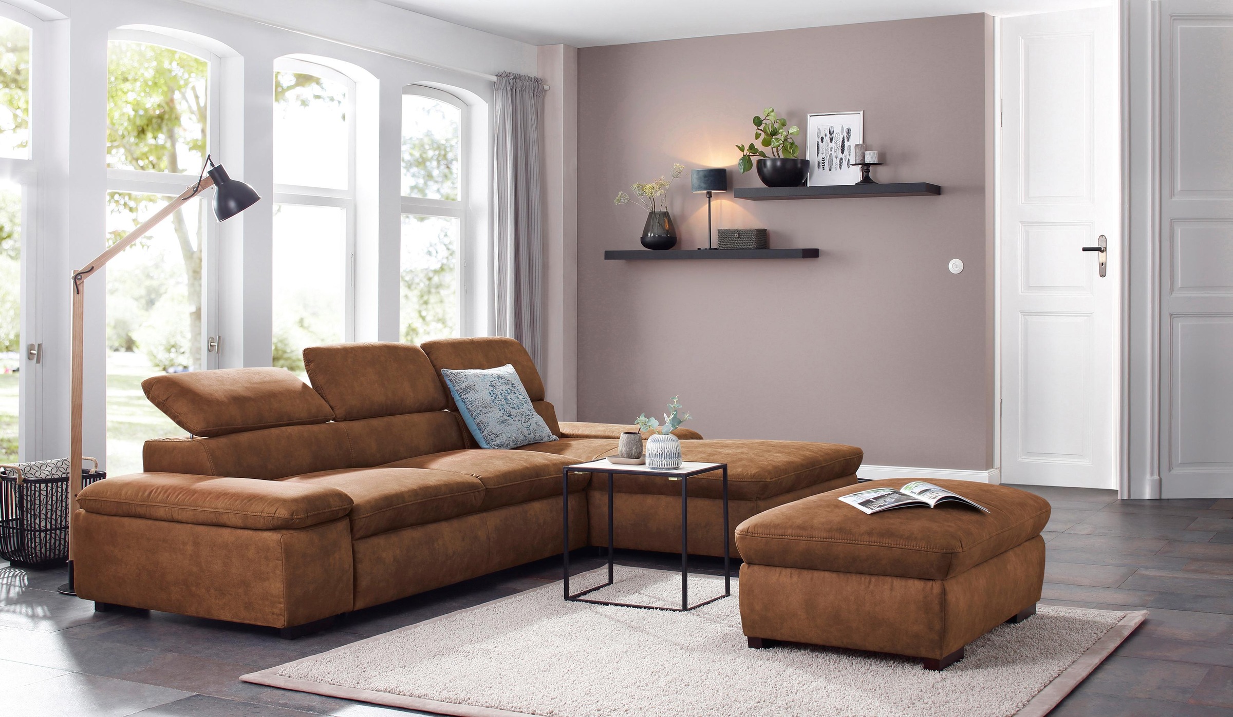 Home affaire Ecksofa »Alberto L-Form«, mit Kopfteilverstellung, wahlweise mit Bettfunktion