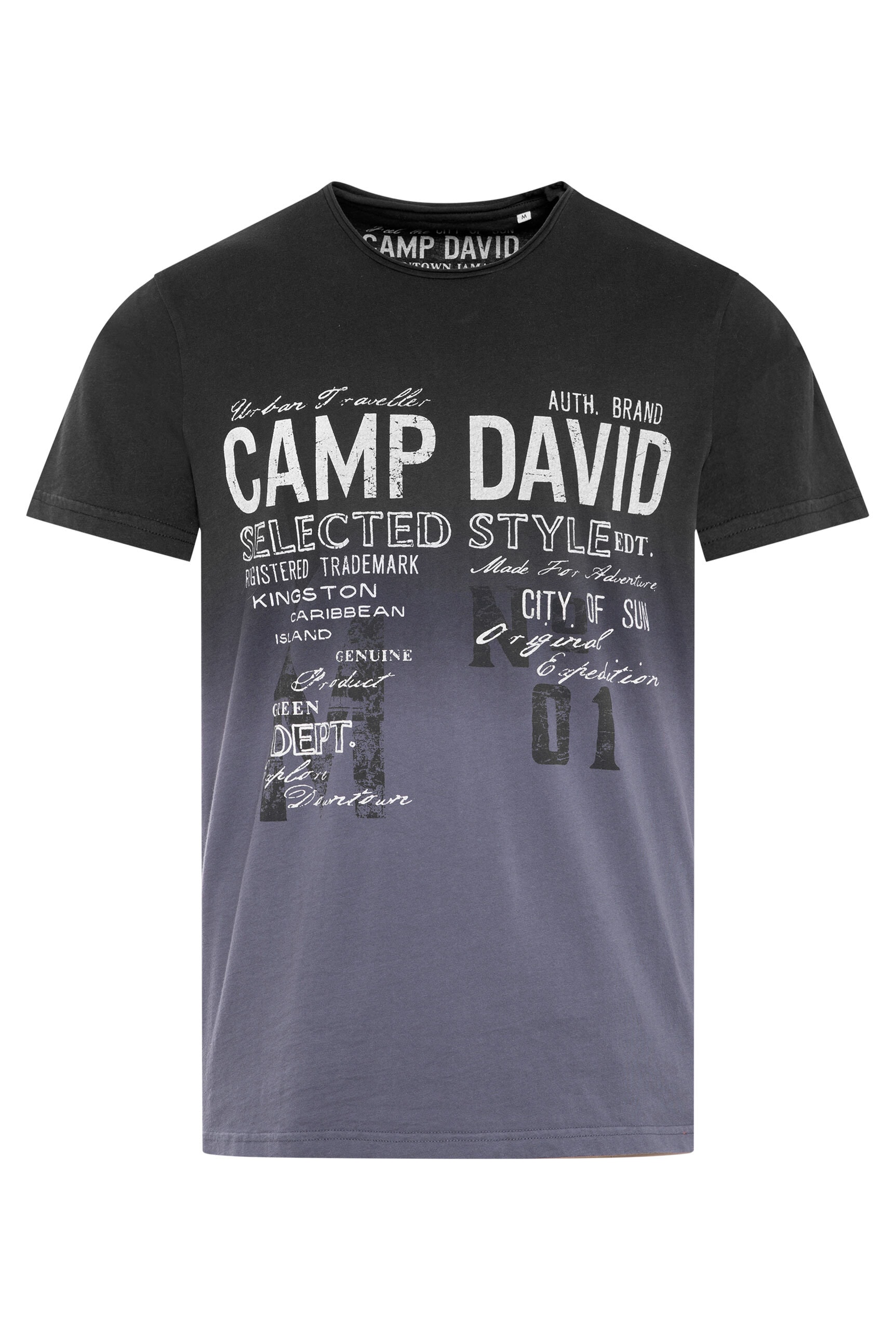 CAMP DAVID Rundhalsshirt, mit offener Kante am Ausschnitt