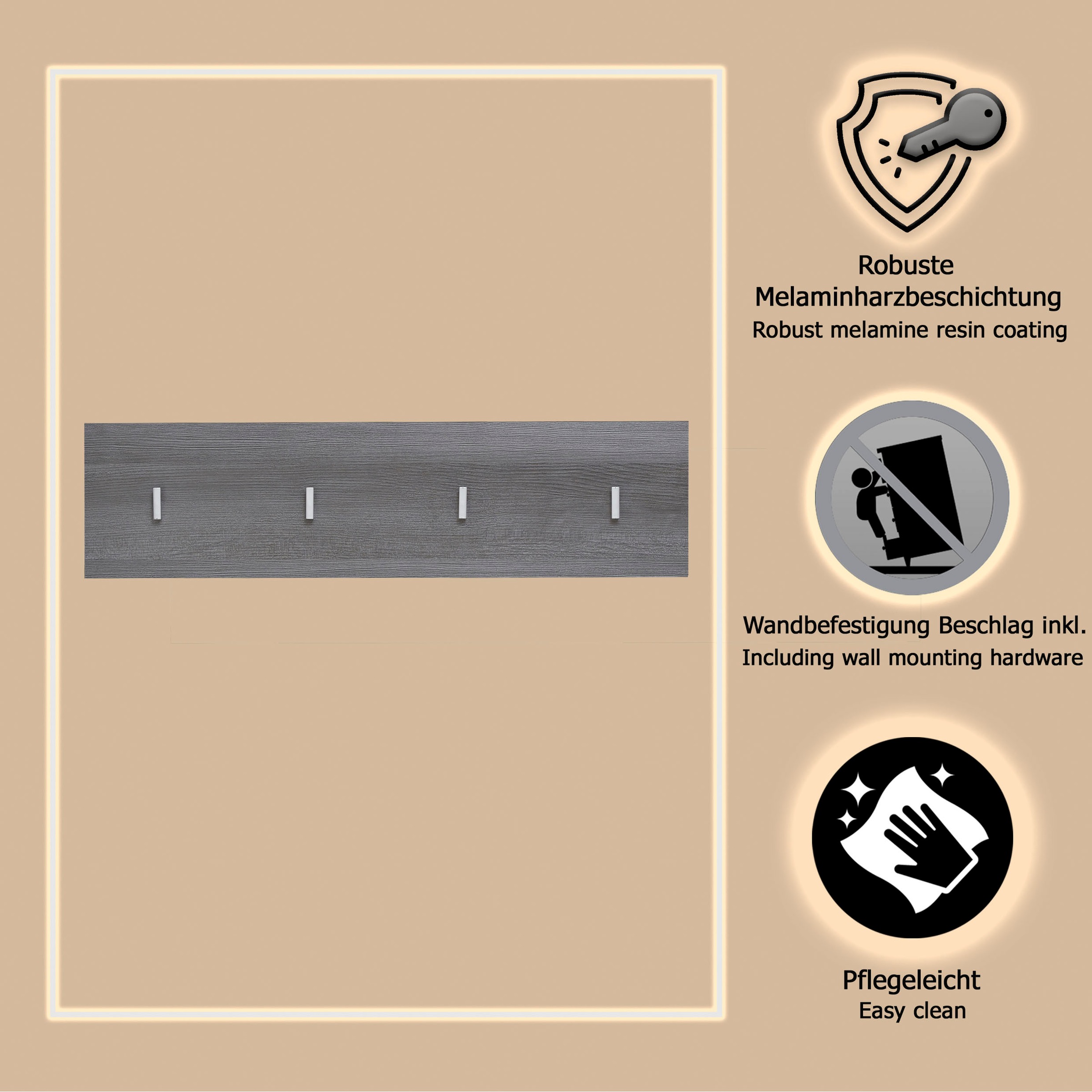 Thumbnail - INOSIGN Garderobenpaneel "Sovana" Wandpaneel zur Wandmontage - (B/T/H) 80/2/21 cm