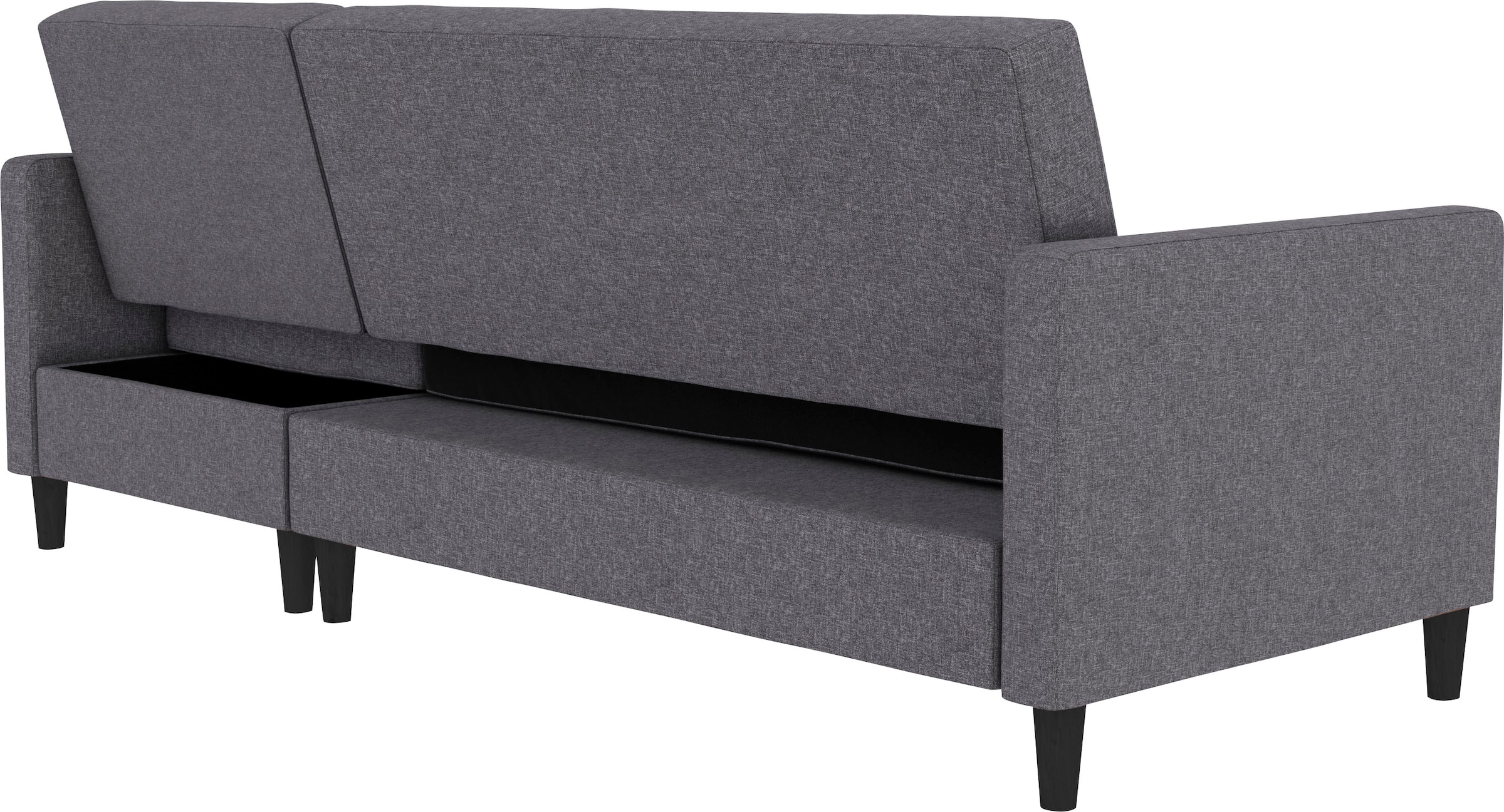 Dorel Home Ecksofa mit Schlafffunktion, Recamiere mit Stauraum beidseitig montierbar, Rückenlehne 2-teilig und 3-fach verstellbar