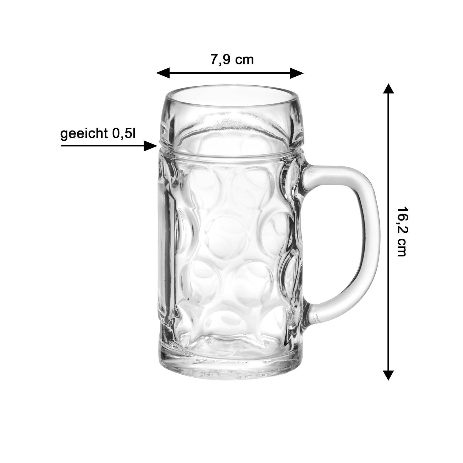 van Well Bierkrug »Bierkrüge geeicht München 0,5 Liter 6er Set transparent«