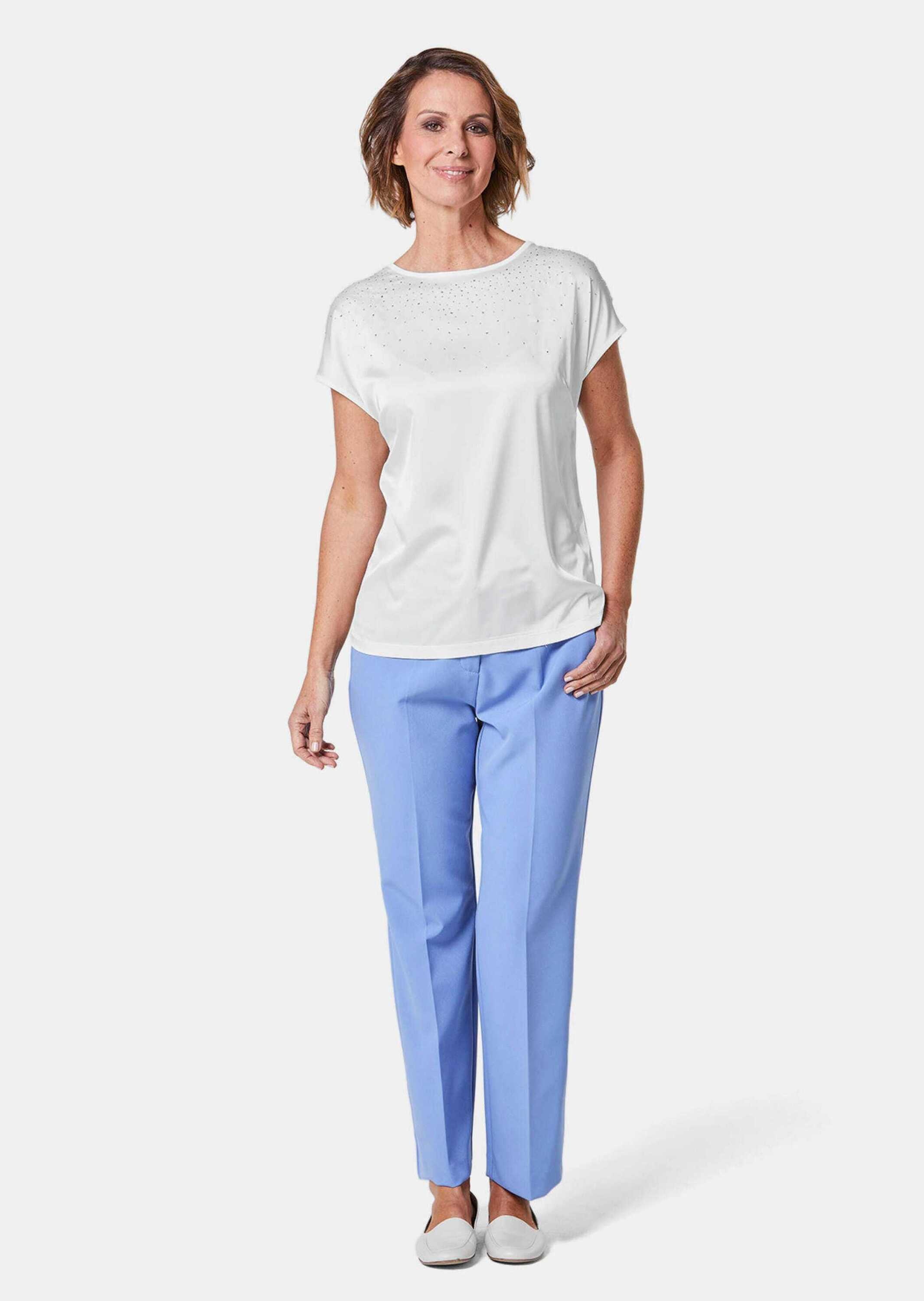 GOLDNER Kurzarmbluse »Blusenshirt mit schimmernden Glitzersteinen«