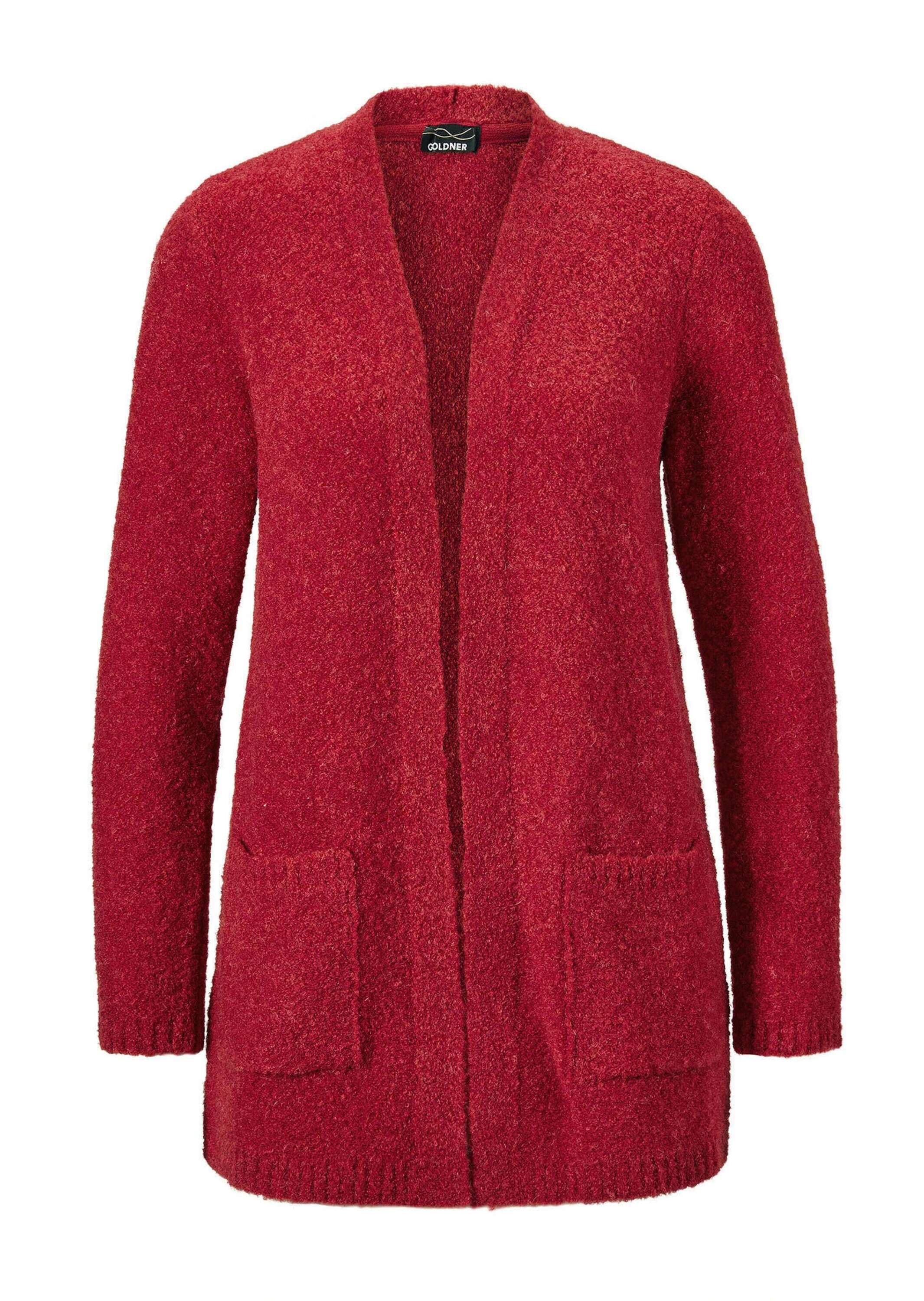 GOLDNER Strickjacke "Kurzgröße Legere Strickjacke aus Bouclégarn" Ohne