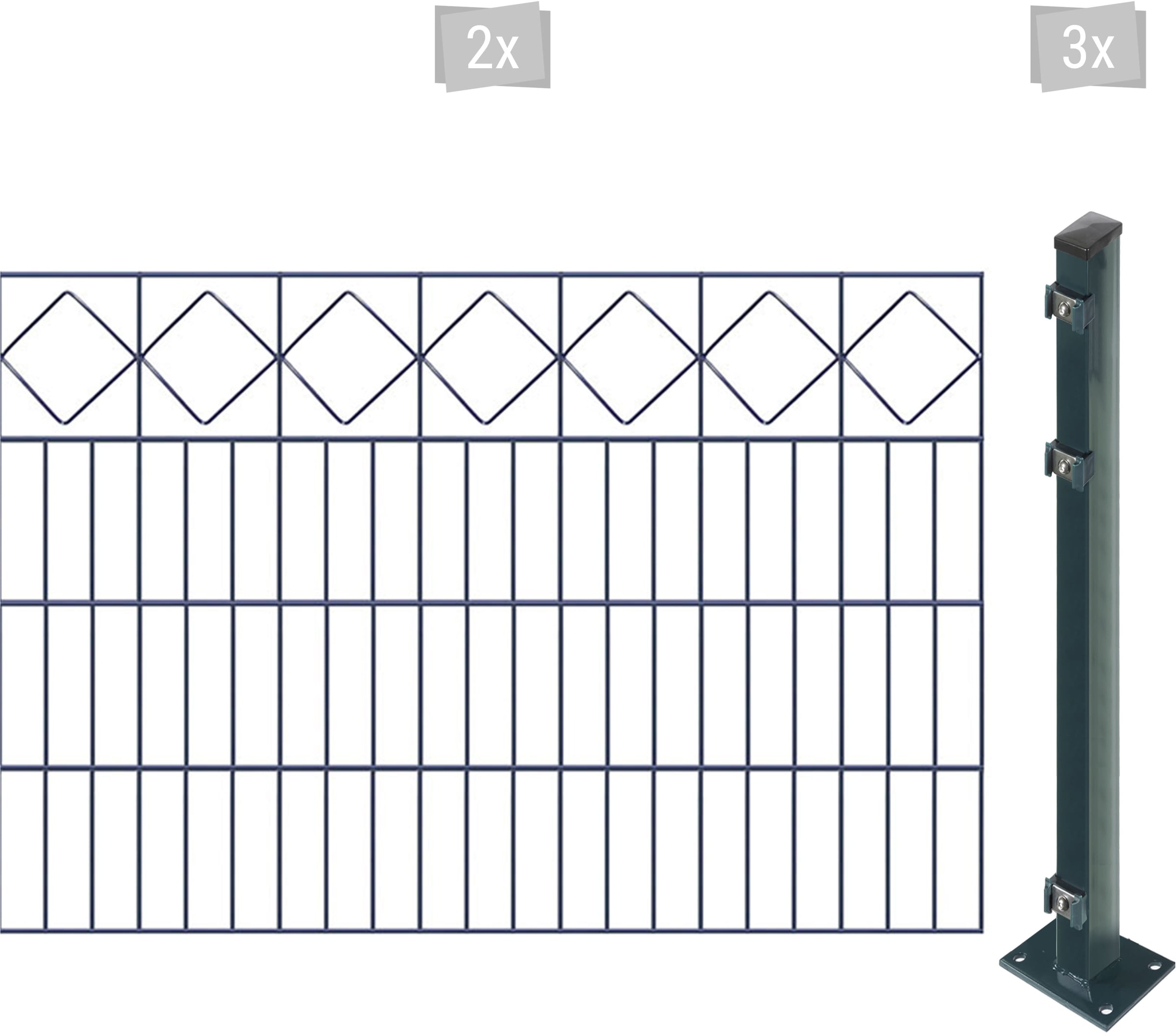 Arvotec Doppelstabmattenzaun "EASY 80 zum Aufschrauben "Karo" mit Zierleiste", Zaunhöhe 80 cm, Zaunlänge 2 - 60 m