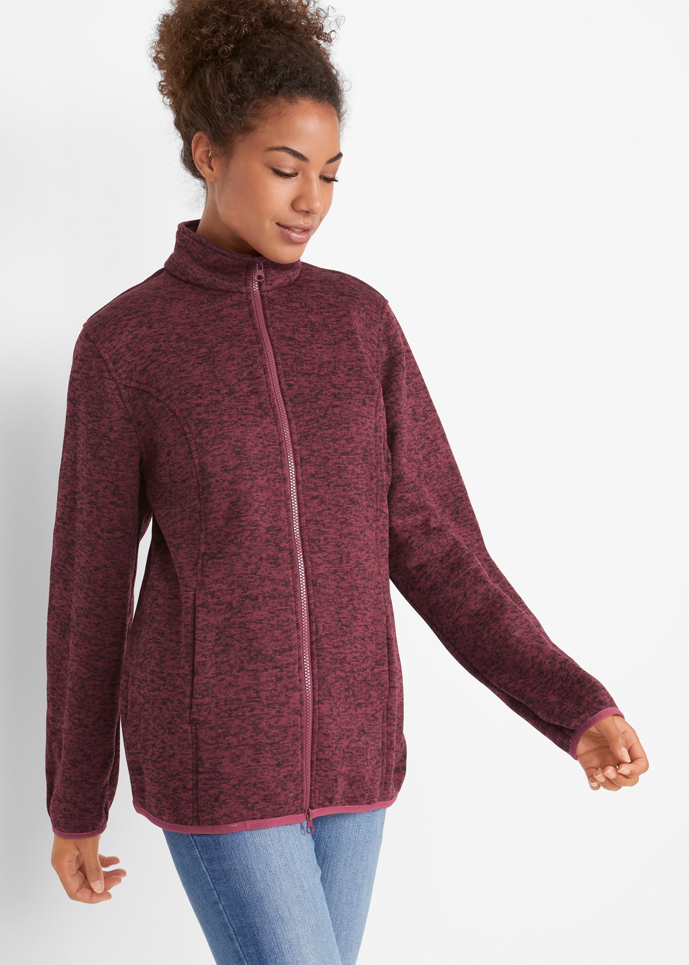 bonprix Funktionsjacke mit Kapuze mit herausnehmbarer Strickfleecejacke, abnehmbare Kapuze