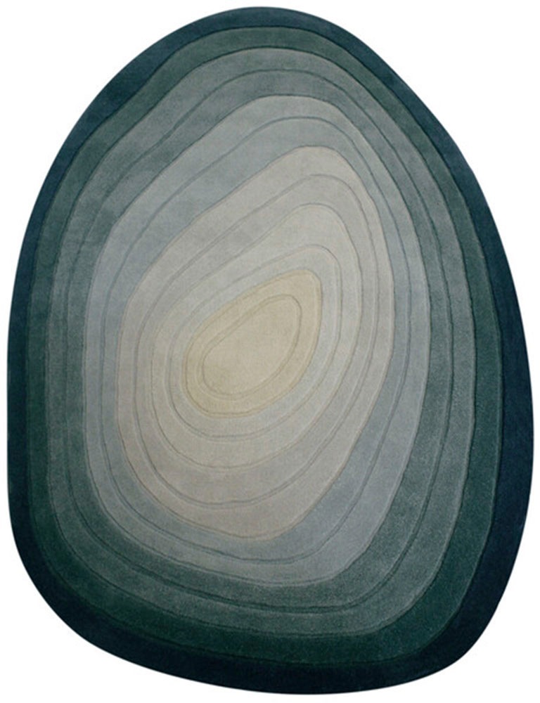FLAIR RUGS Wollteppich »Puddle«, rechteckig, 9 mm Höhe, Wollteppich in Pfützenform