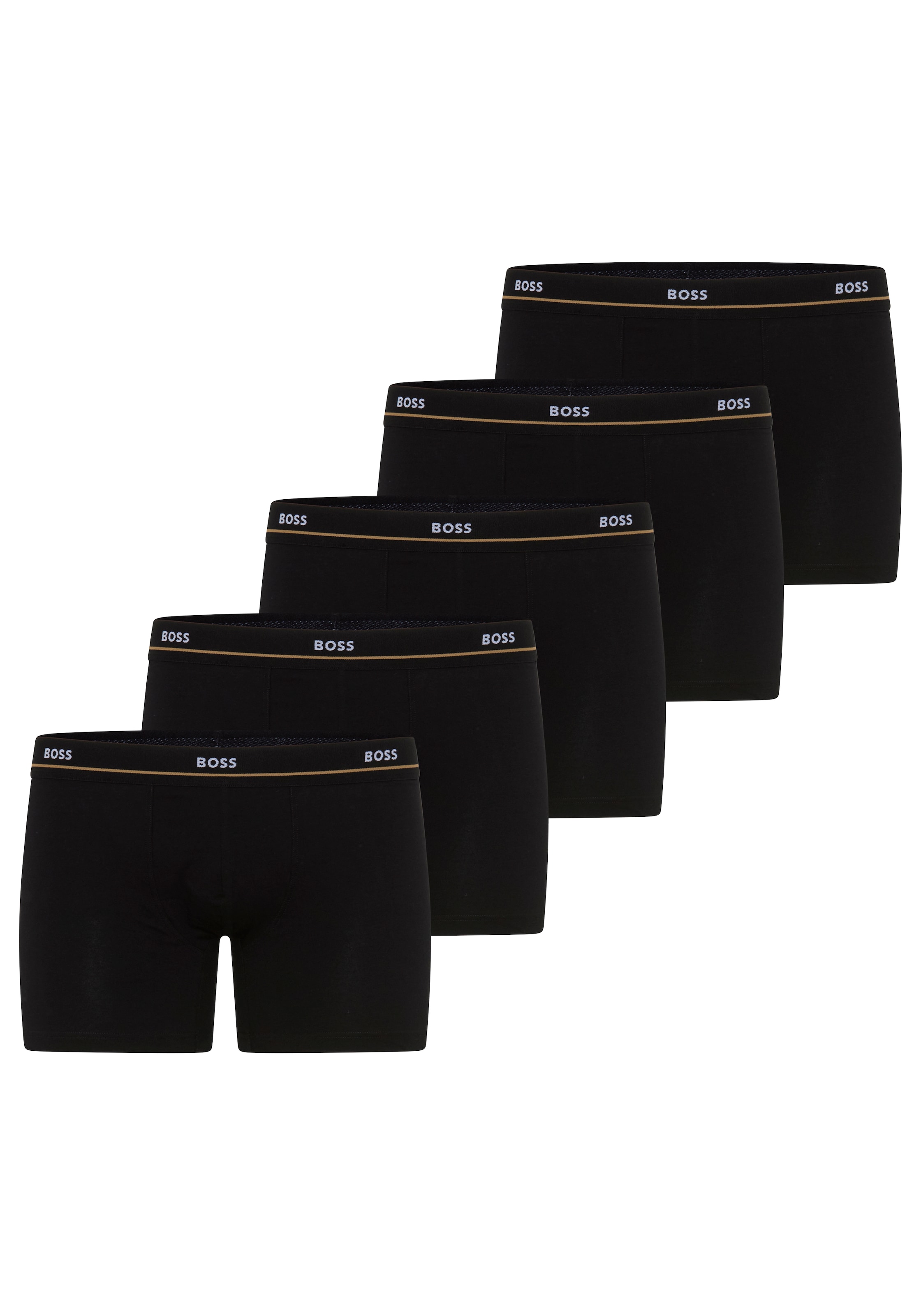 BOSS Boxershorts »BoxerBr 5P Essential« 5 Stk. aus Stretch-Baumwolle mit Logo-Bund