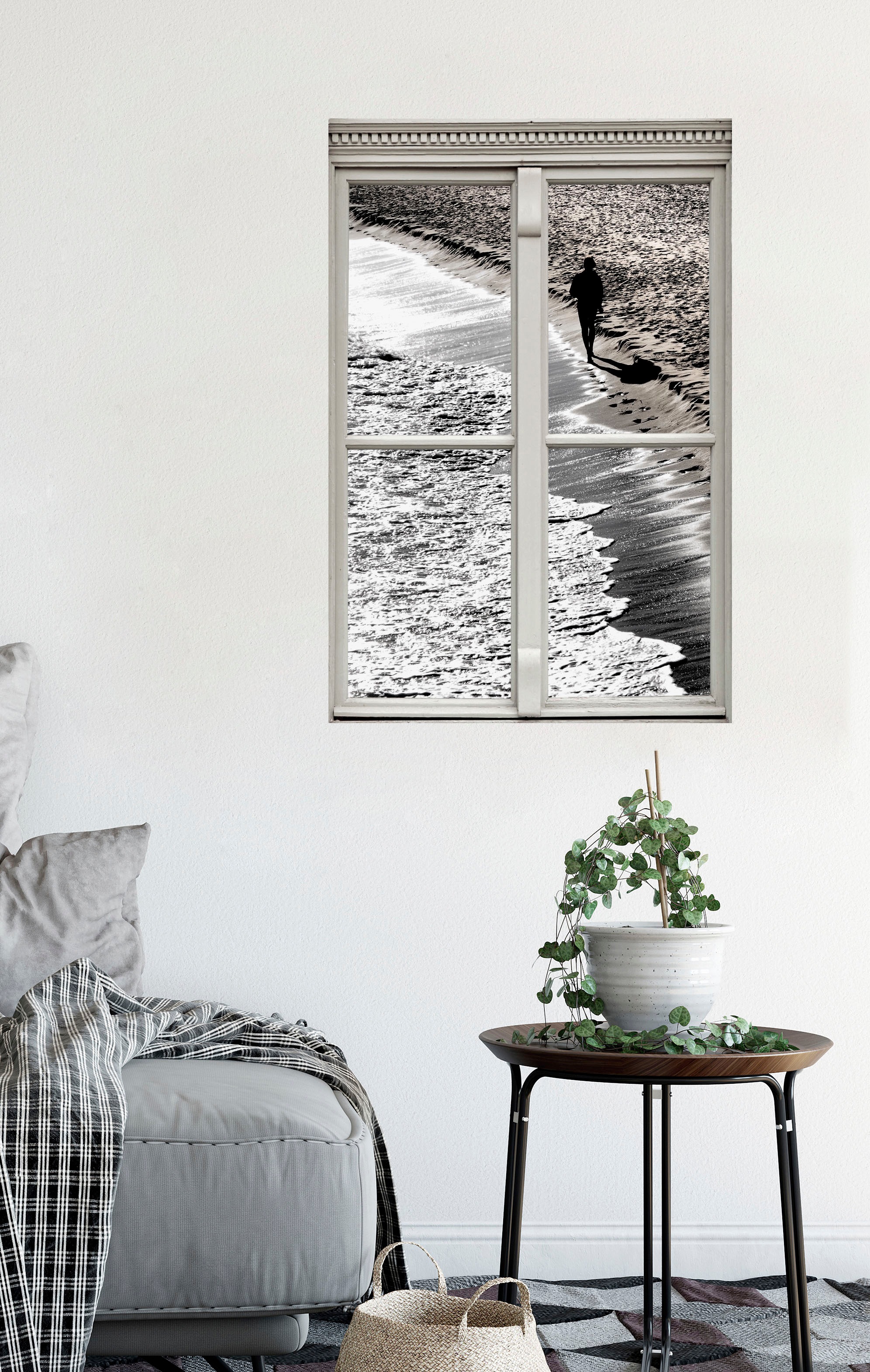 queence Wandsticker »Strand«, Wandsticker, Wandbild, selbstklebend, 3D, Fenster