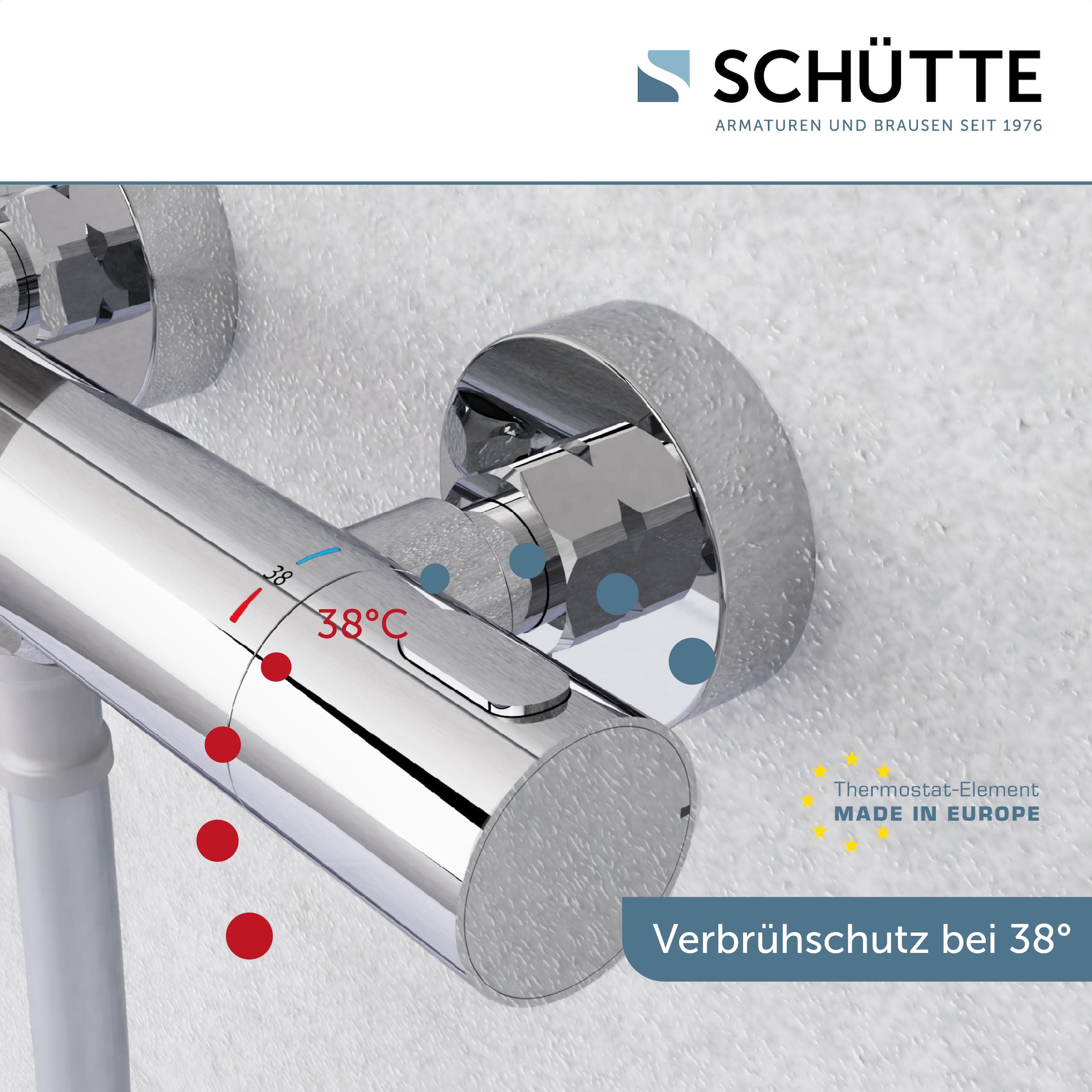 Schütte Duscharmatur »LOS ANGELES«, Eco-Stopp-Funktion, Temperaturskala mit Sicherheitssperre bei 38 °C